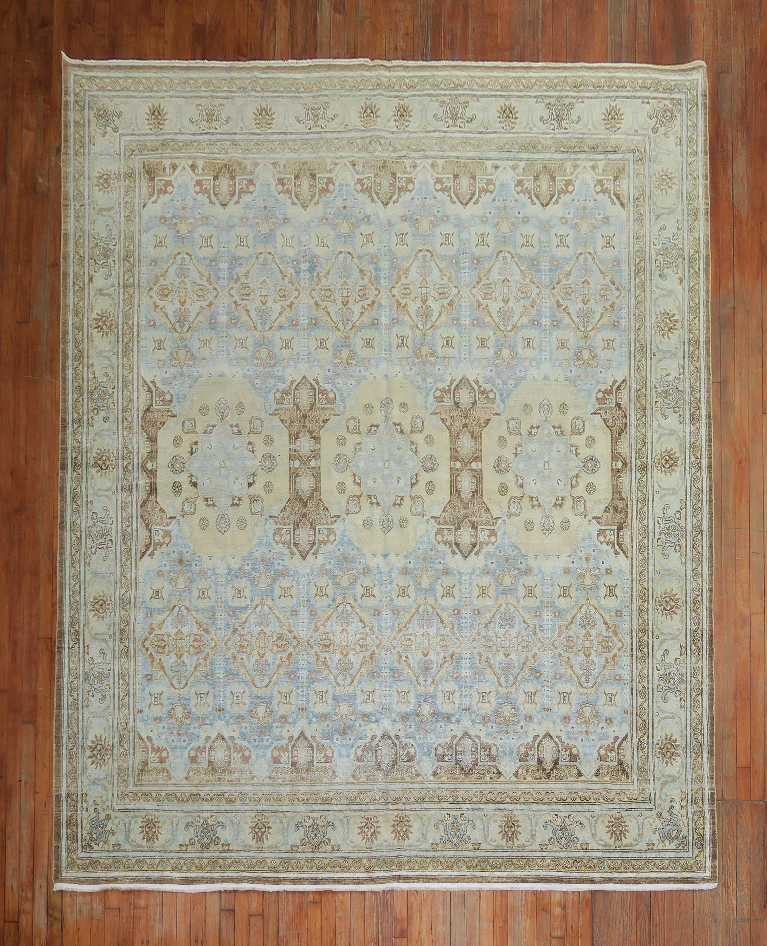 1930s Northwest Persian Room size Rug featuring a sky blue background and large scale all over design

Details
rug no.	31424
size	8'10'' x 11'1''