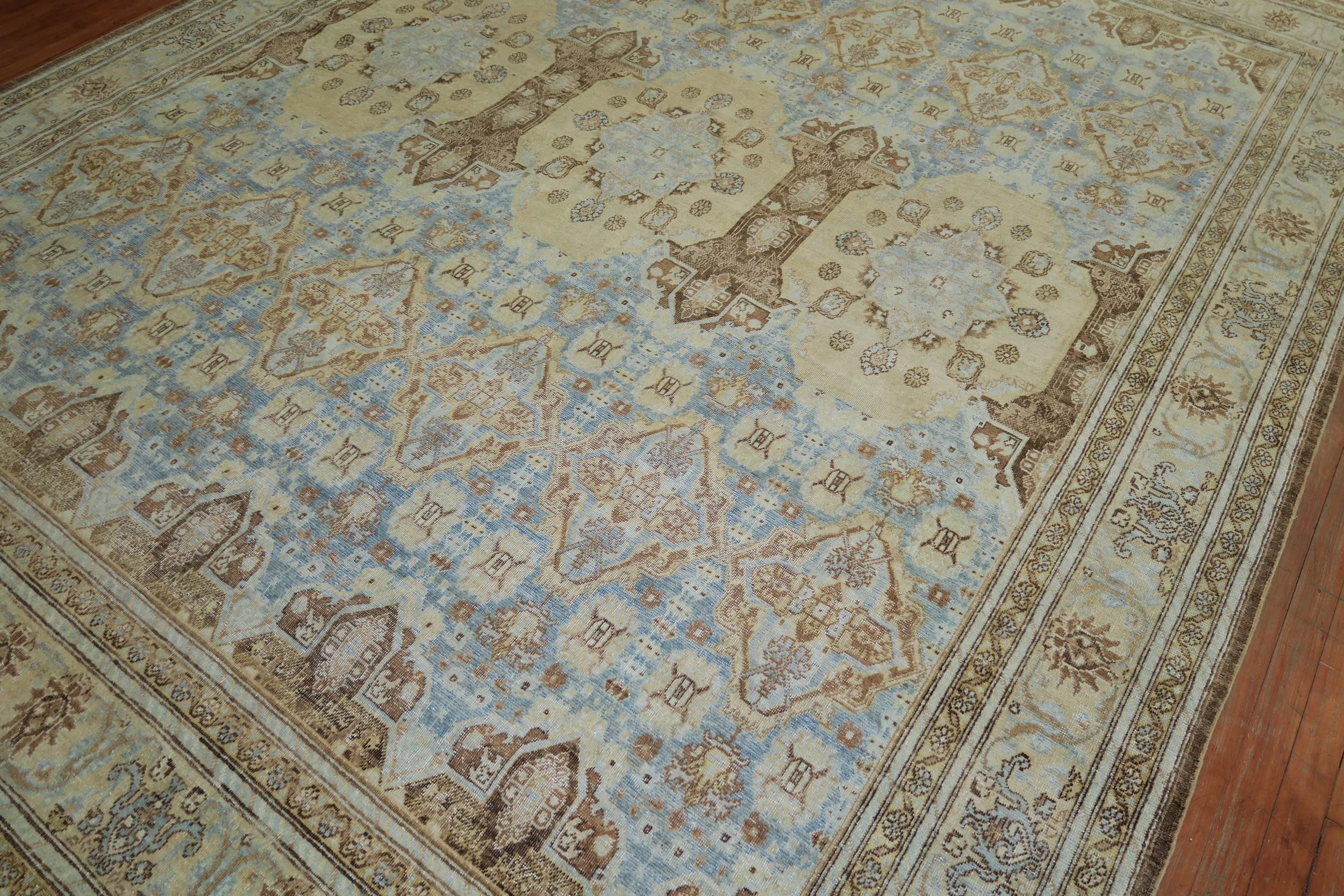 Malayer Zabihi Collection Northwest Persian Sky Blue Room Size Rug For Sale