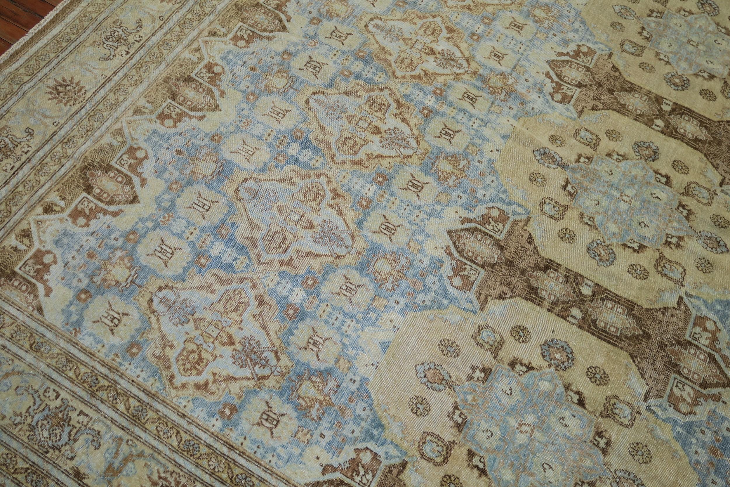 Wool Zabihi Collection Northwest Persian Sky Blue Room Size Rug For Sale