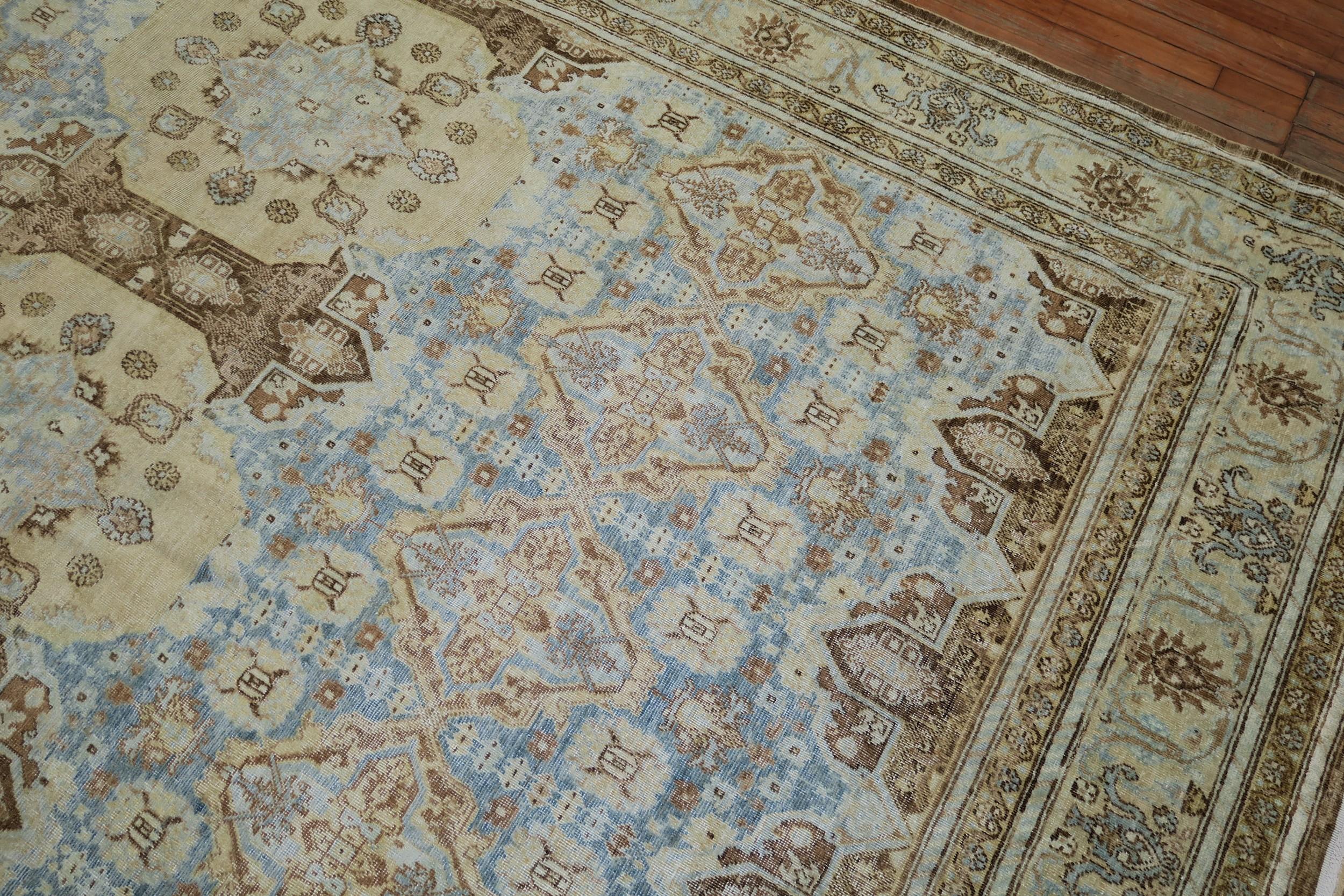 Zabihi Collection Northwest Persian Sky Blue Room Size Rug For Sale 1