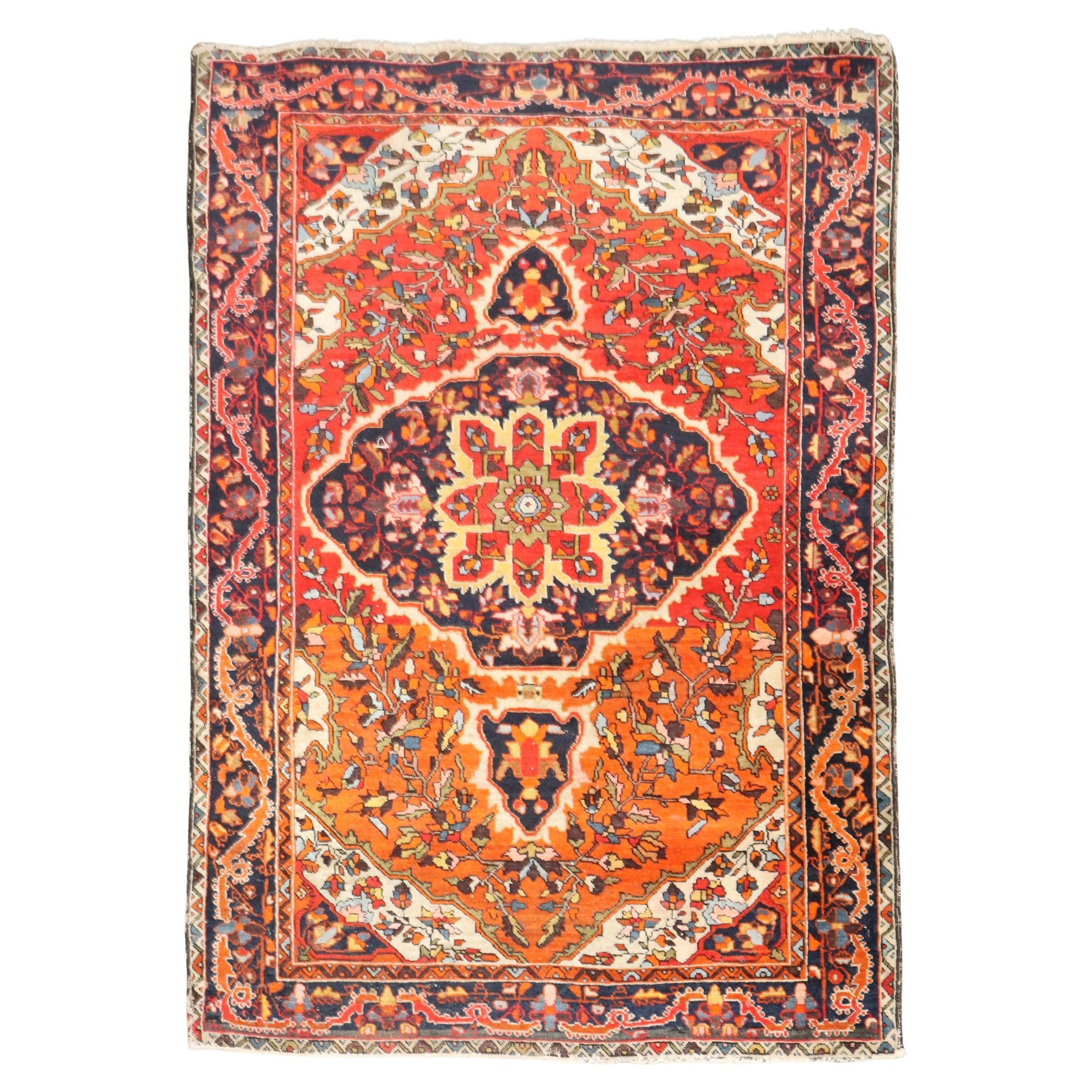 Zabihi Collection Orange Antique Persian Sarouk Ferehan Rug