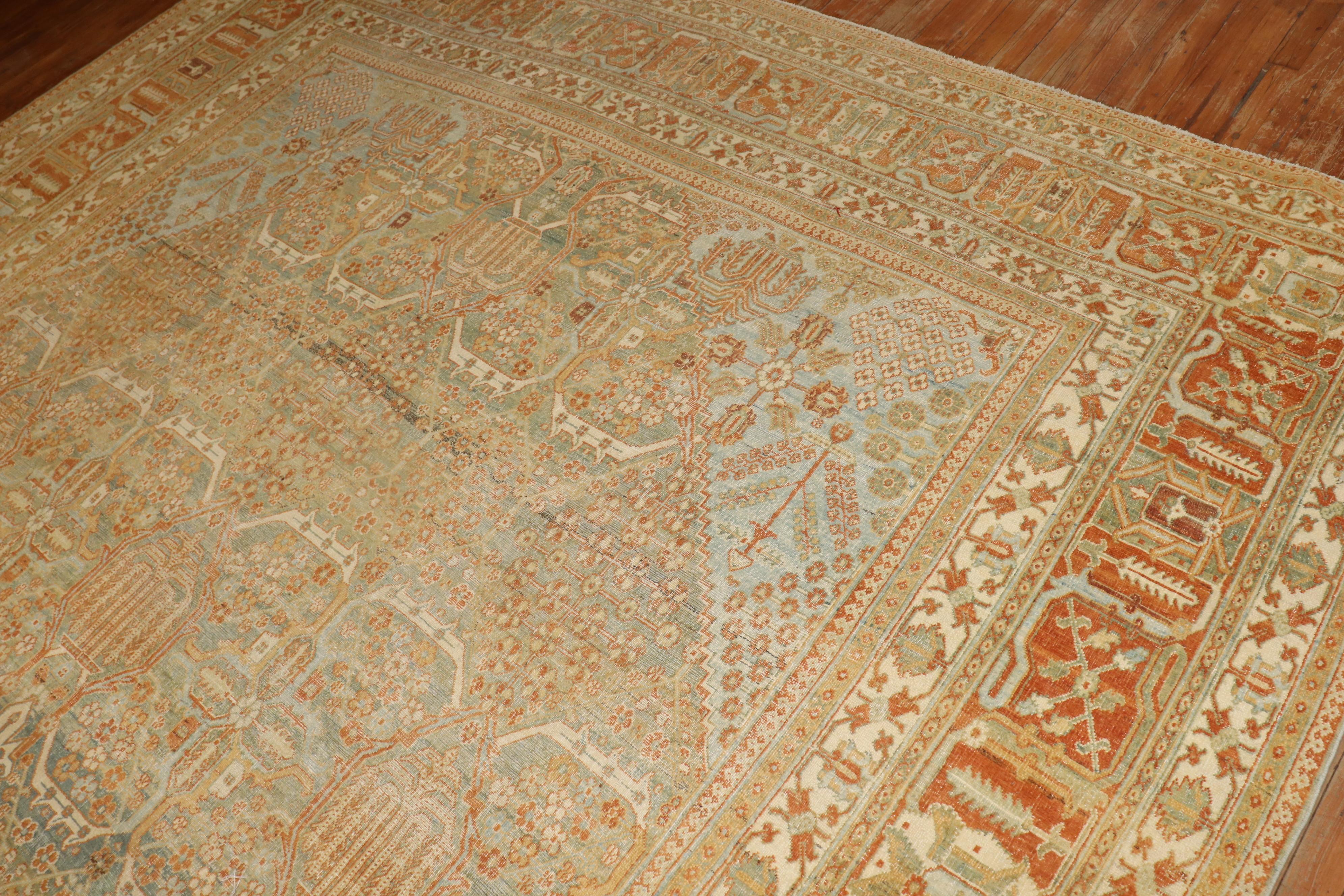Tapis persan Joshegan ancien surdimensionné orange et vert de la collection Zabihi en vente 3
