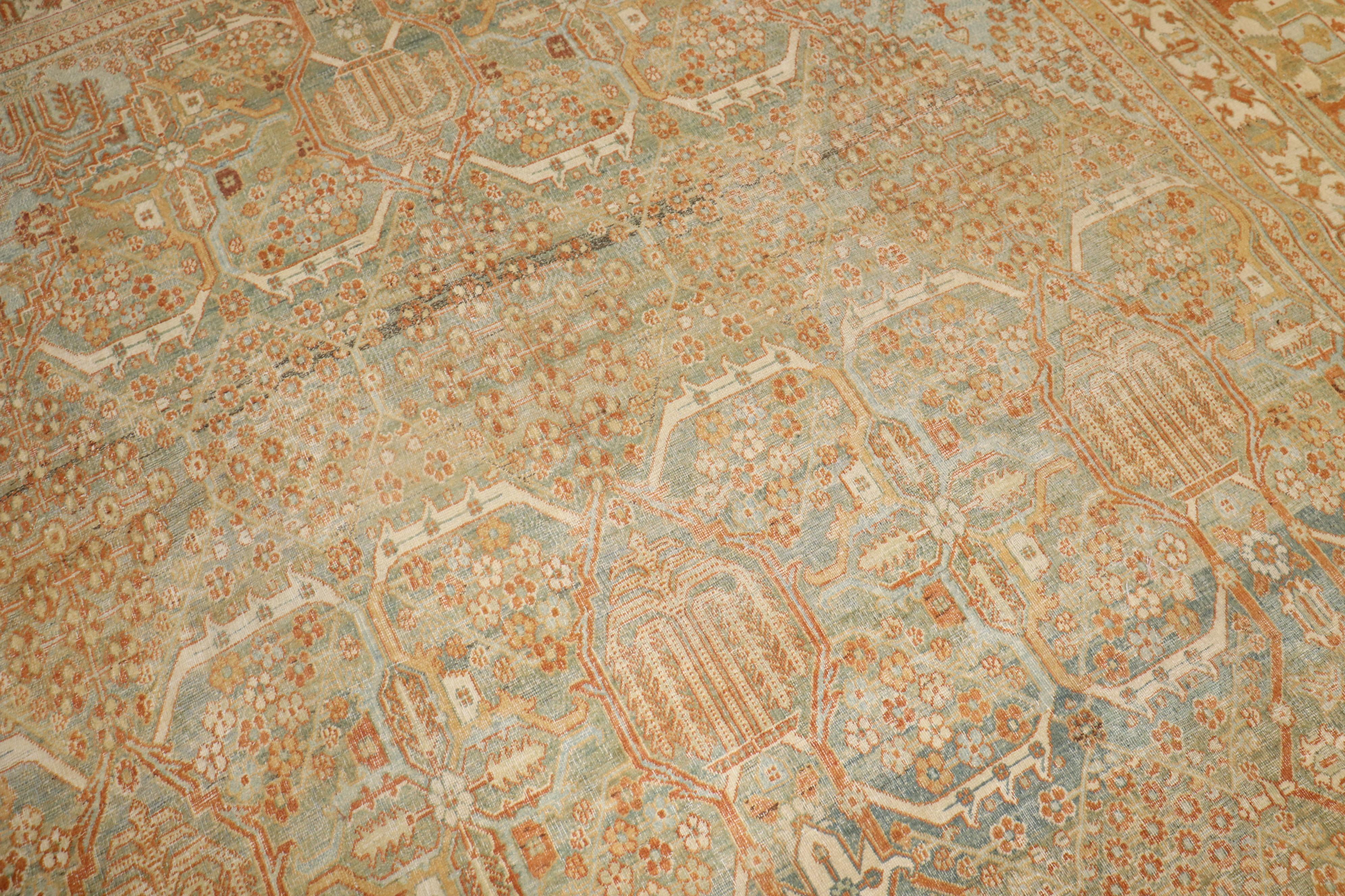 Tapis persan Joshegan ancien surdimensionné orange et vert de la collection Zabihi en vente 4