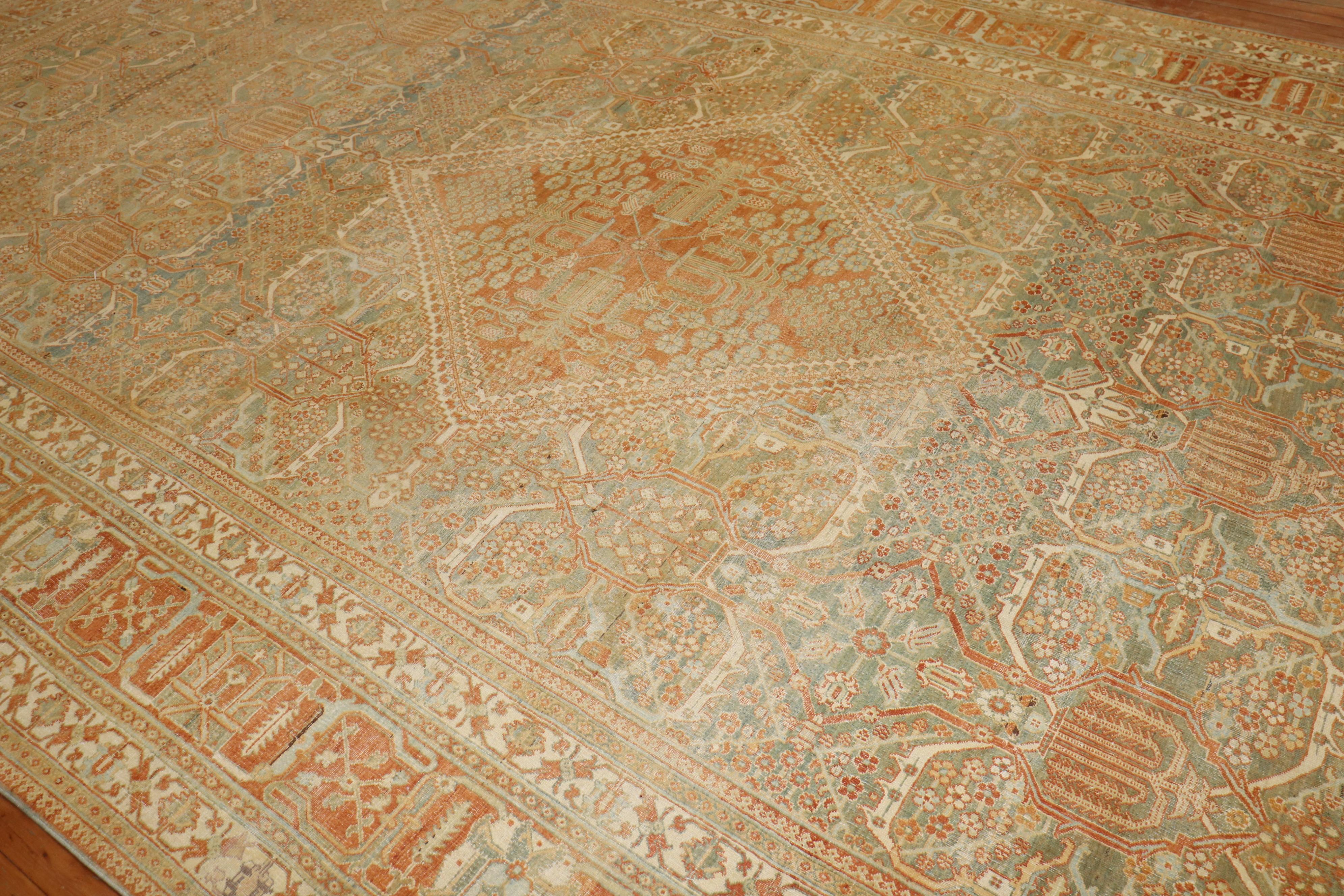Tapis persan Joshegan ancien surdimensionné orange et vert de la collection Zabihi en vente 5