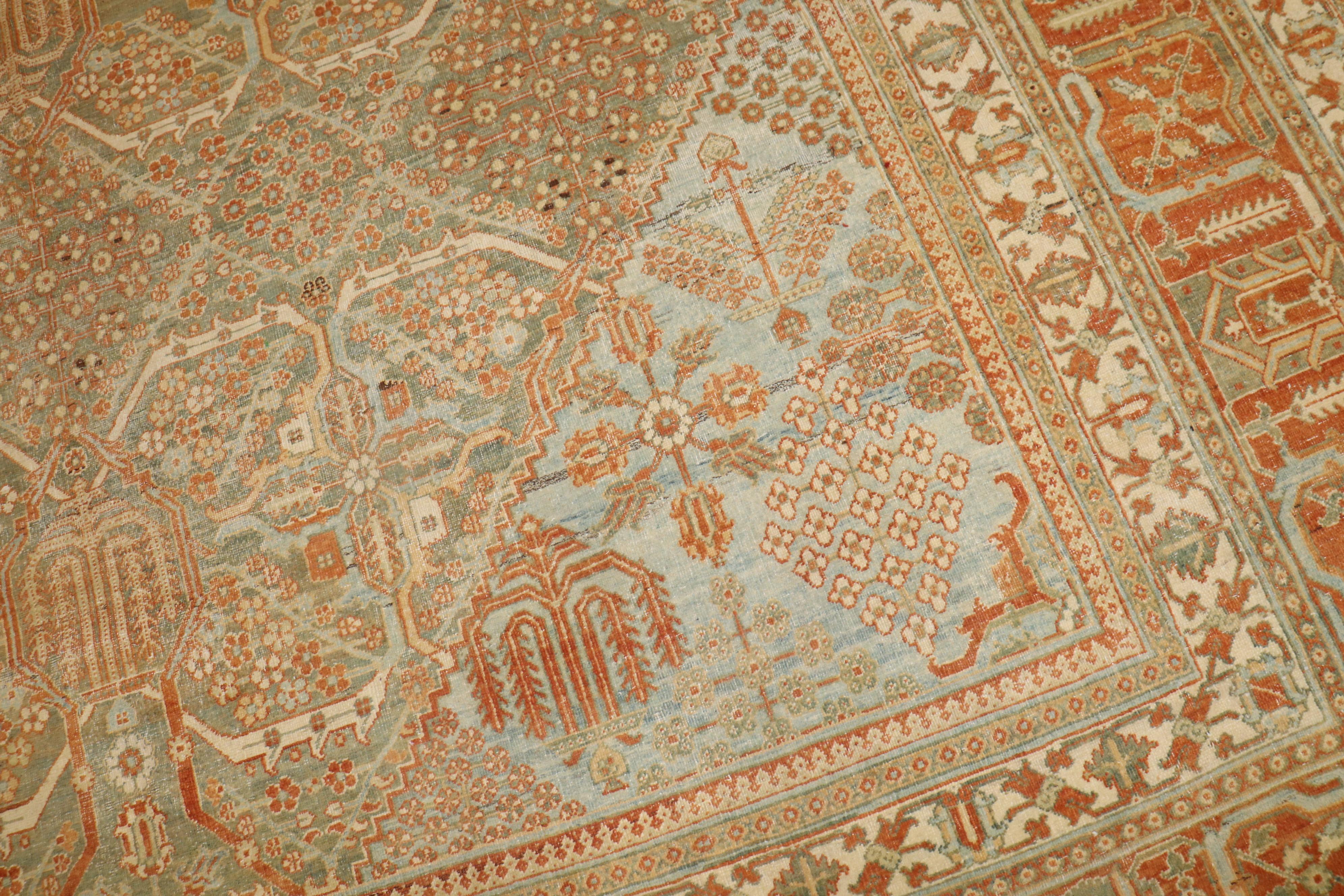 Tapis persan Joshegan ancien surdimensionné orange et vert de la collection Zabihi en vente 6