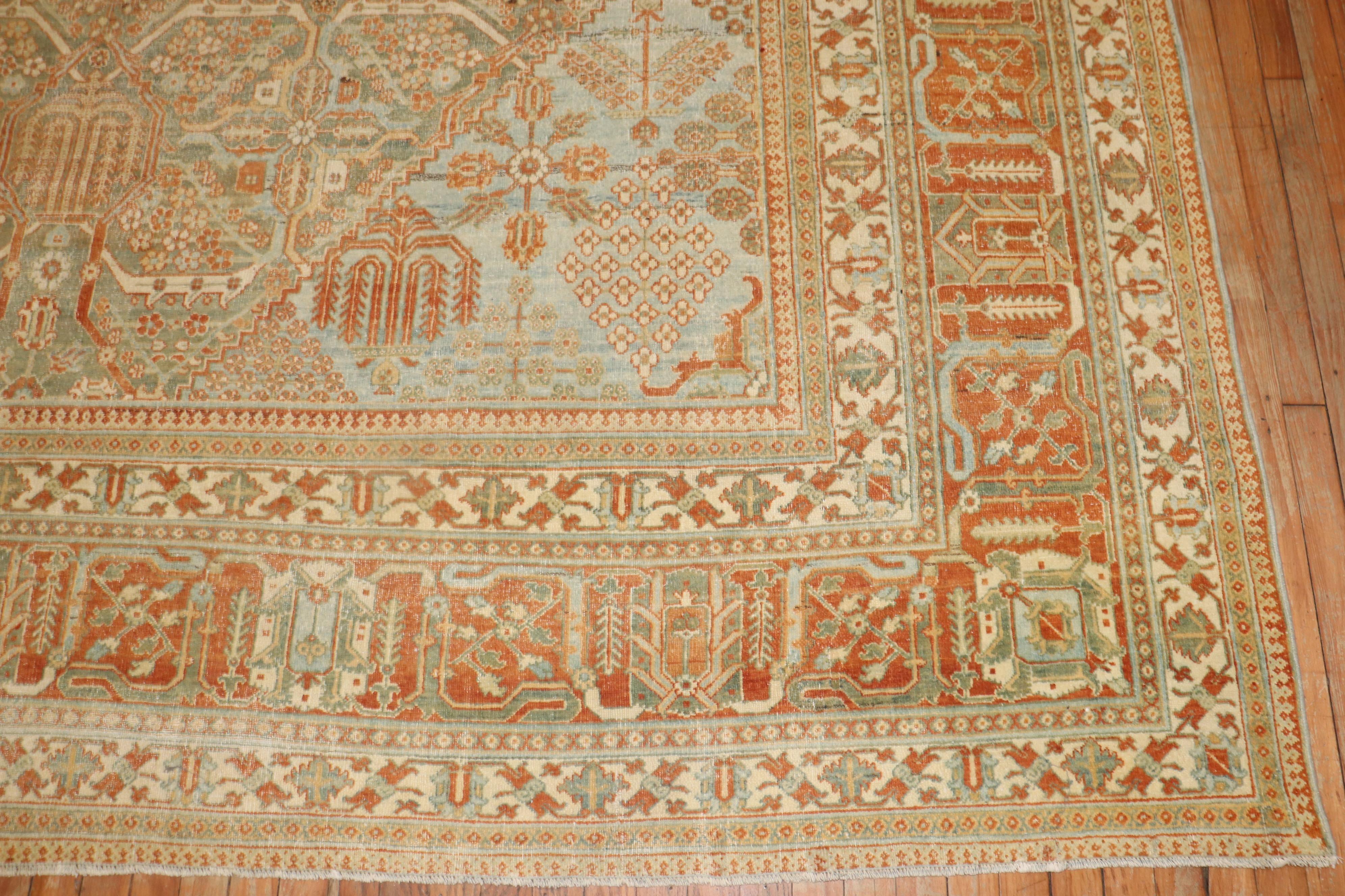 Tapis persan Joshegan ancien surdimensionné orange et vert de la collection Zabihi en vente 7
