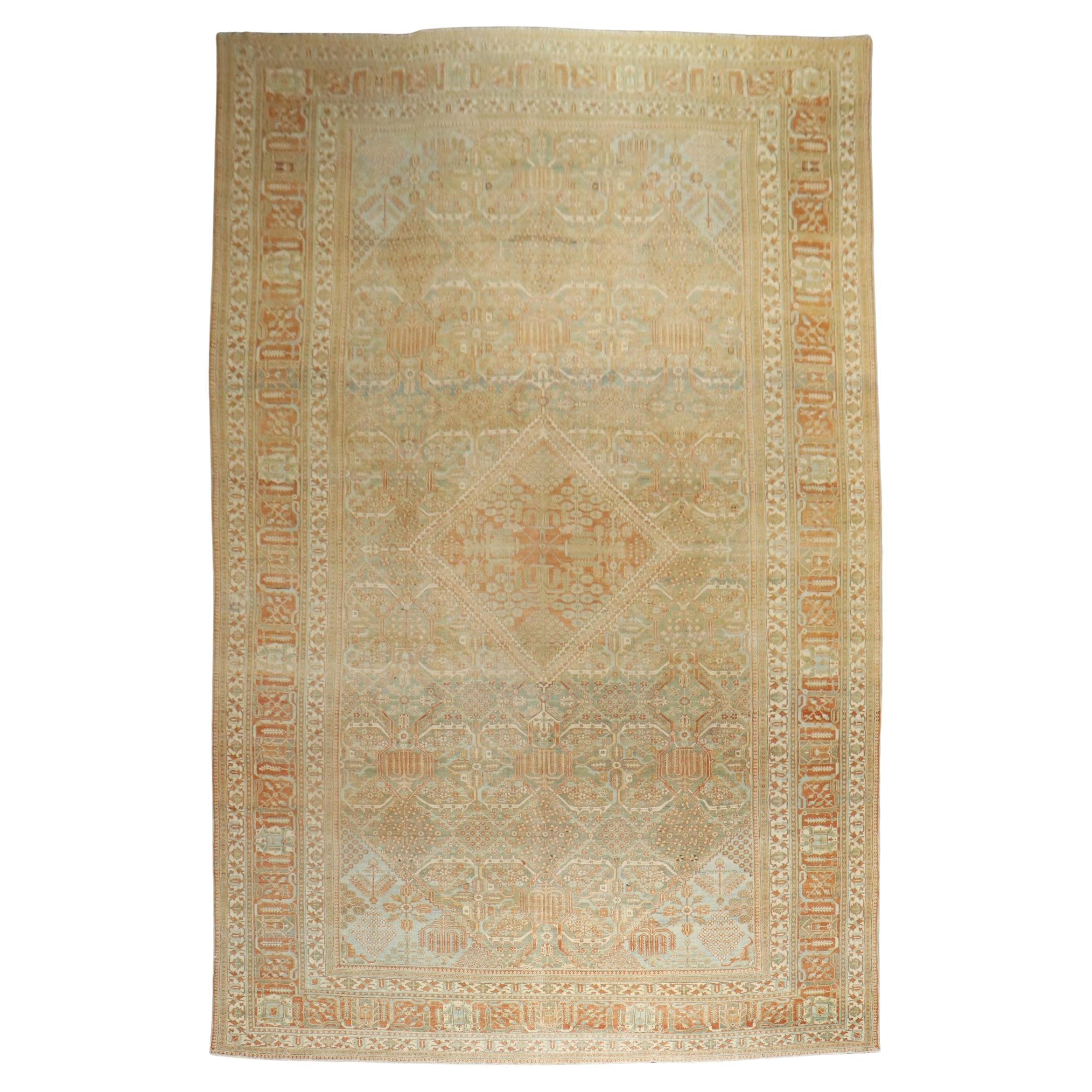 Tapis persan Joshegan ancien surdimensionné orange et vert de la collection Zabihi