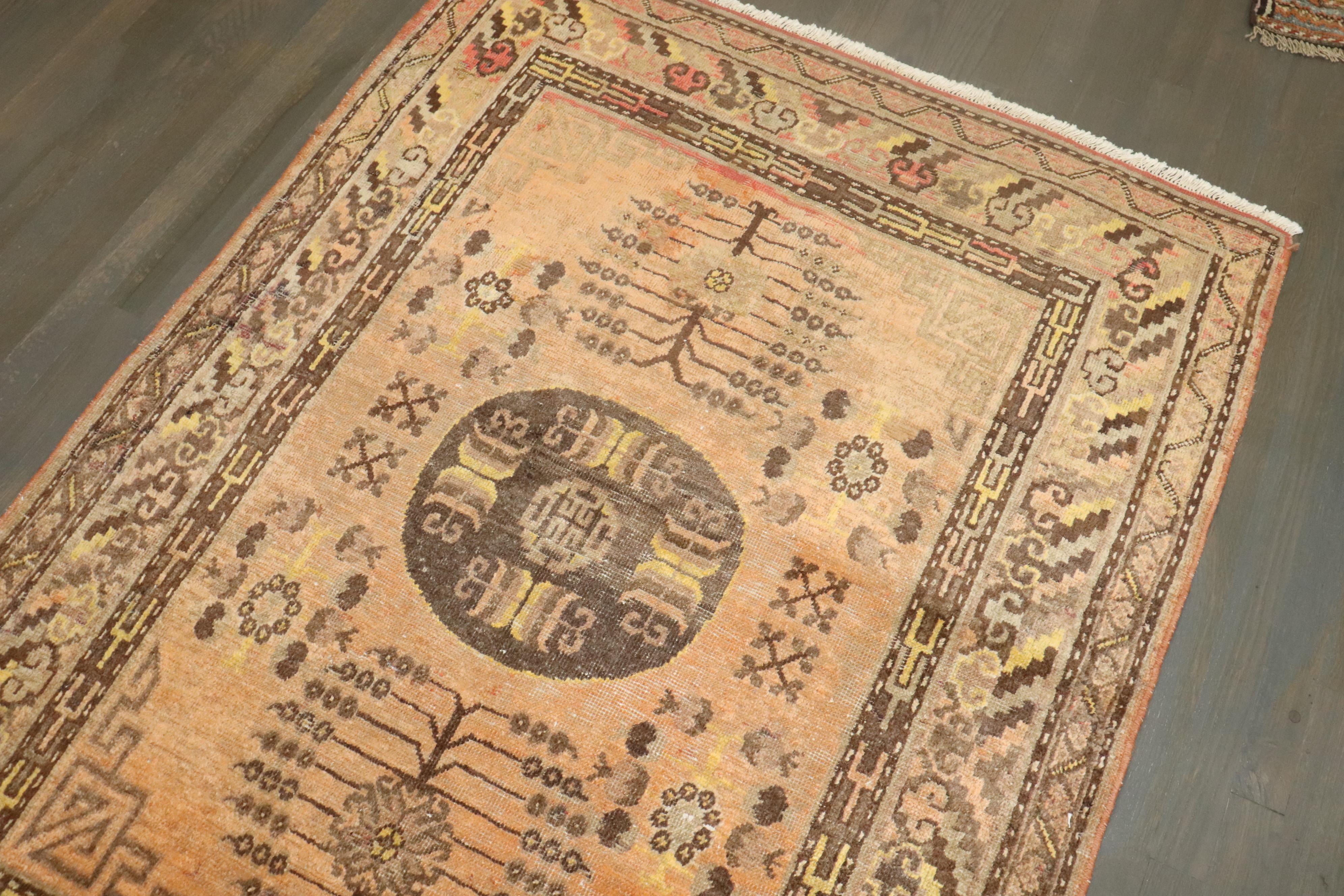 Zabihi Collection Orange Khotan Scatter Rug For Sale 4