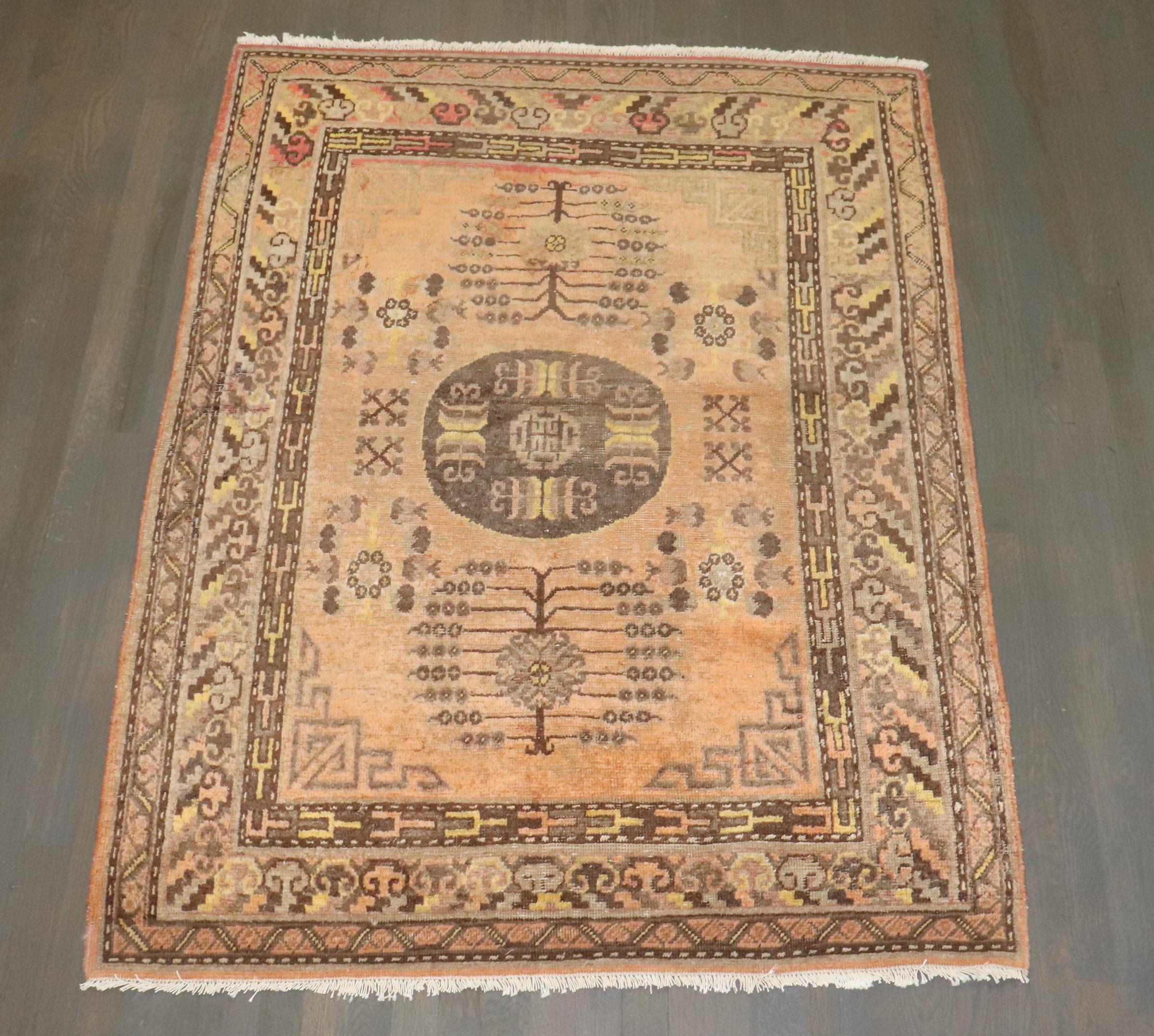 Zabihi Collection Orange Khotan Scatter Rug For Sale 5