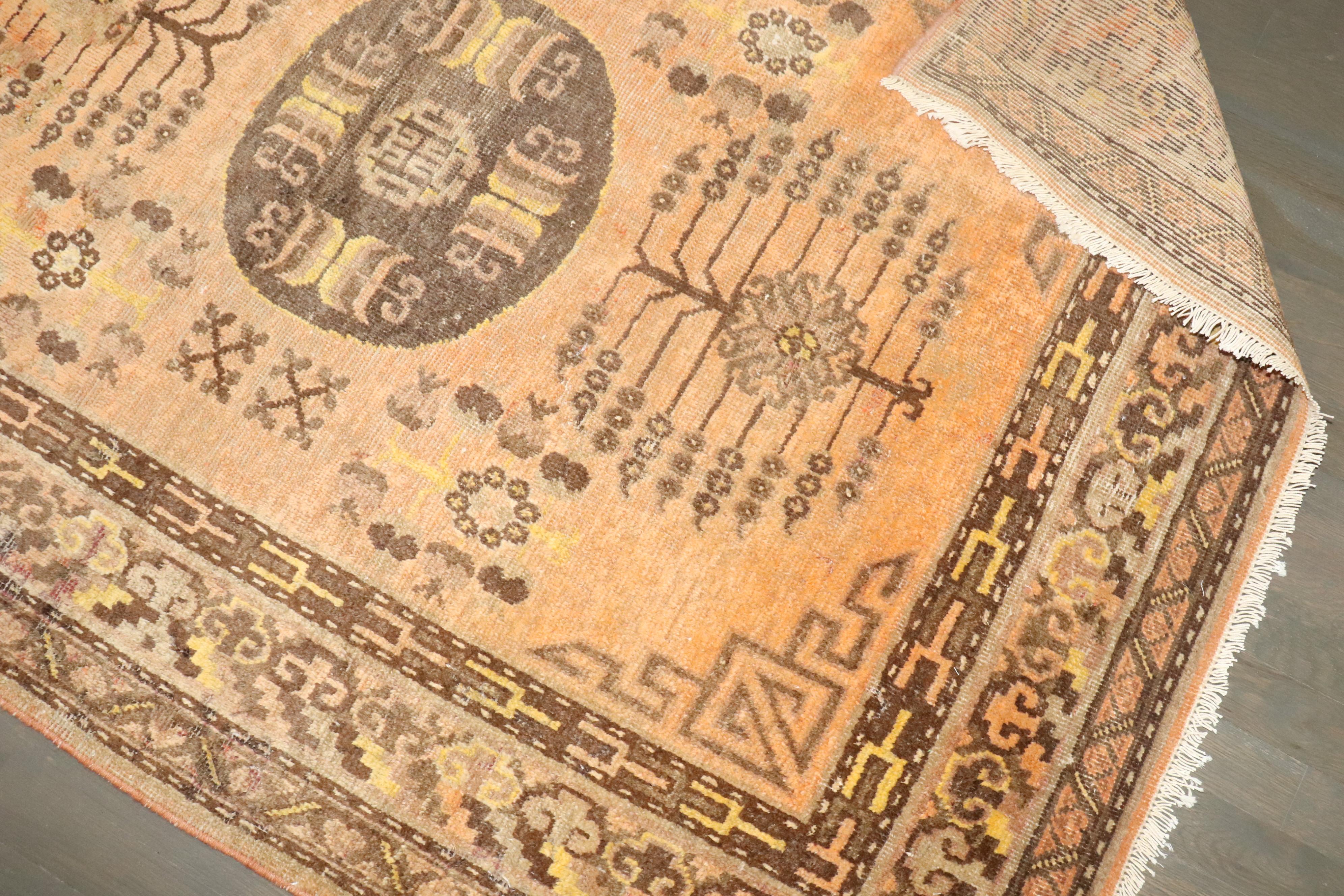 Zabihi Collection Orange Khotan Scatter Rug For Sale 1