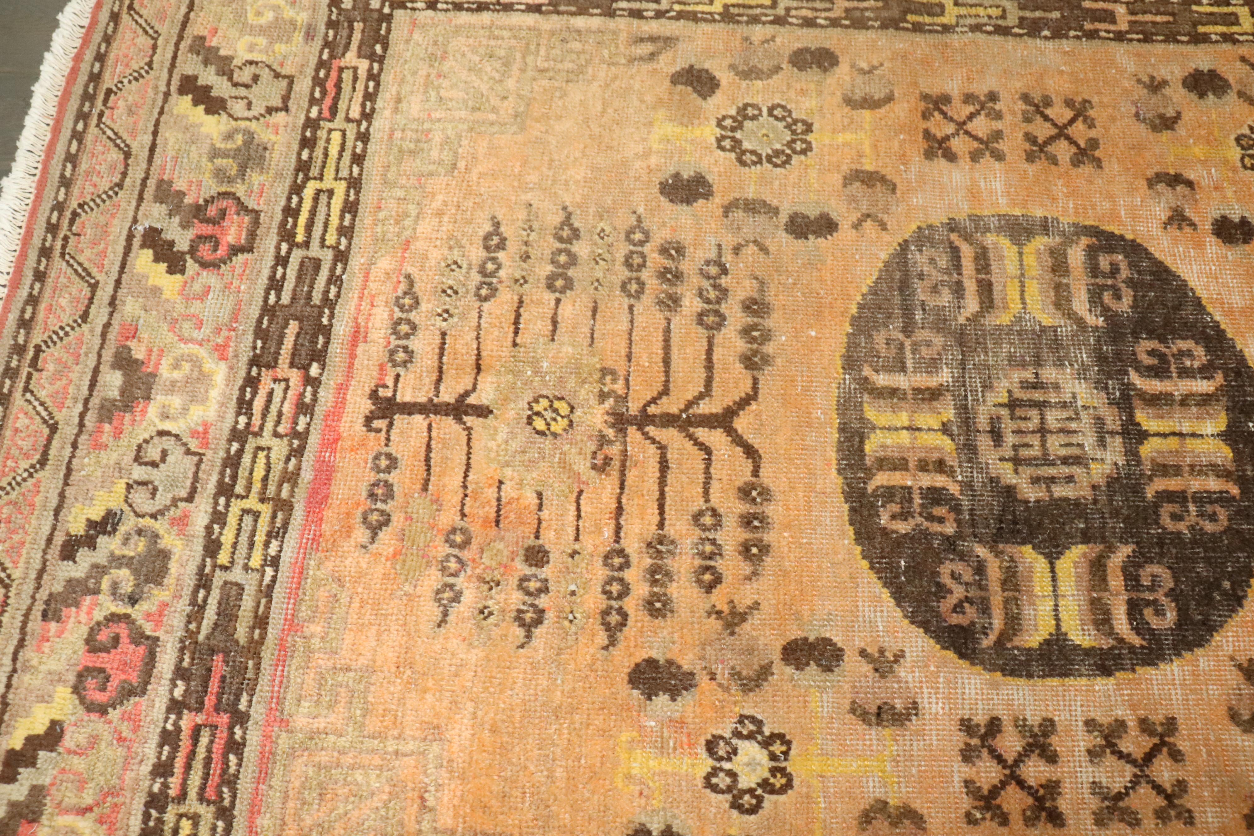 Zabihi Collection Orange Khotan Scatter Rug For Sale 2