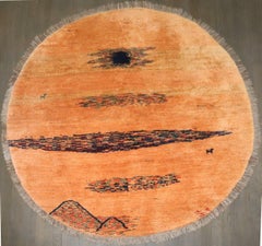 Zabihi Collection Orange Round Gabbeh Rug, 5'3'' x 5'1''