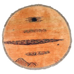 Zabihi Collection Orange Round Gabbeh Rug, 5'3'' x 5'1''