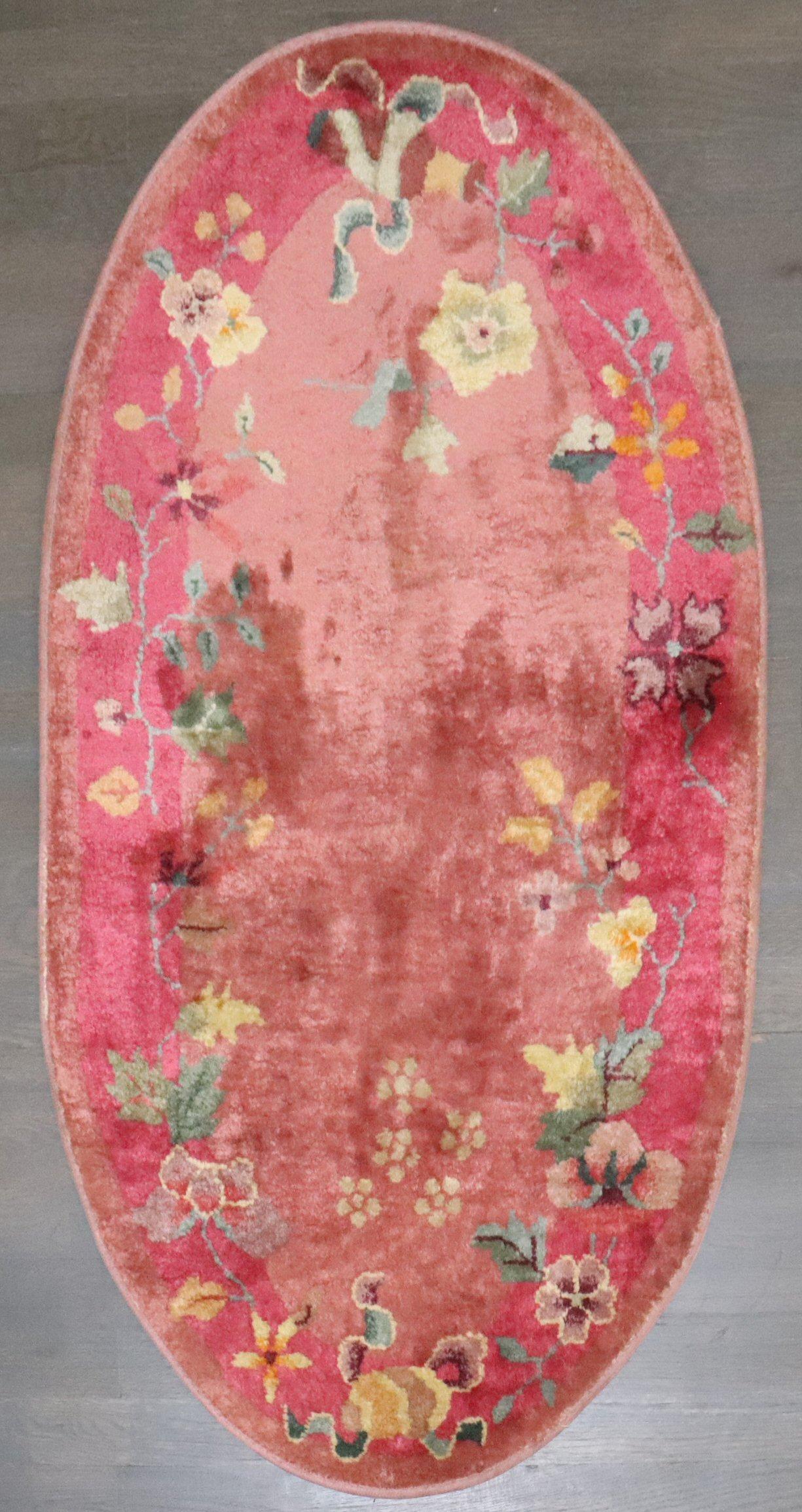 Ovaler chinesischer Art-Déco-Teppich aus der Zabihi-Kollektion (Chinesisch) im Angebot