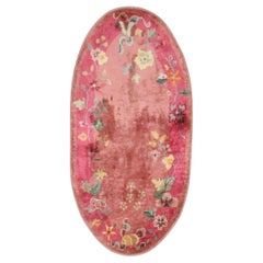 Zabihi Collection Oval Chinese Art Deco Small Rug