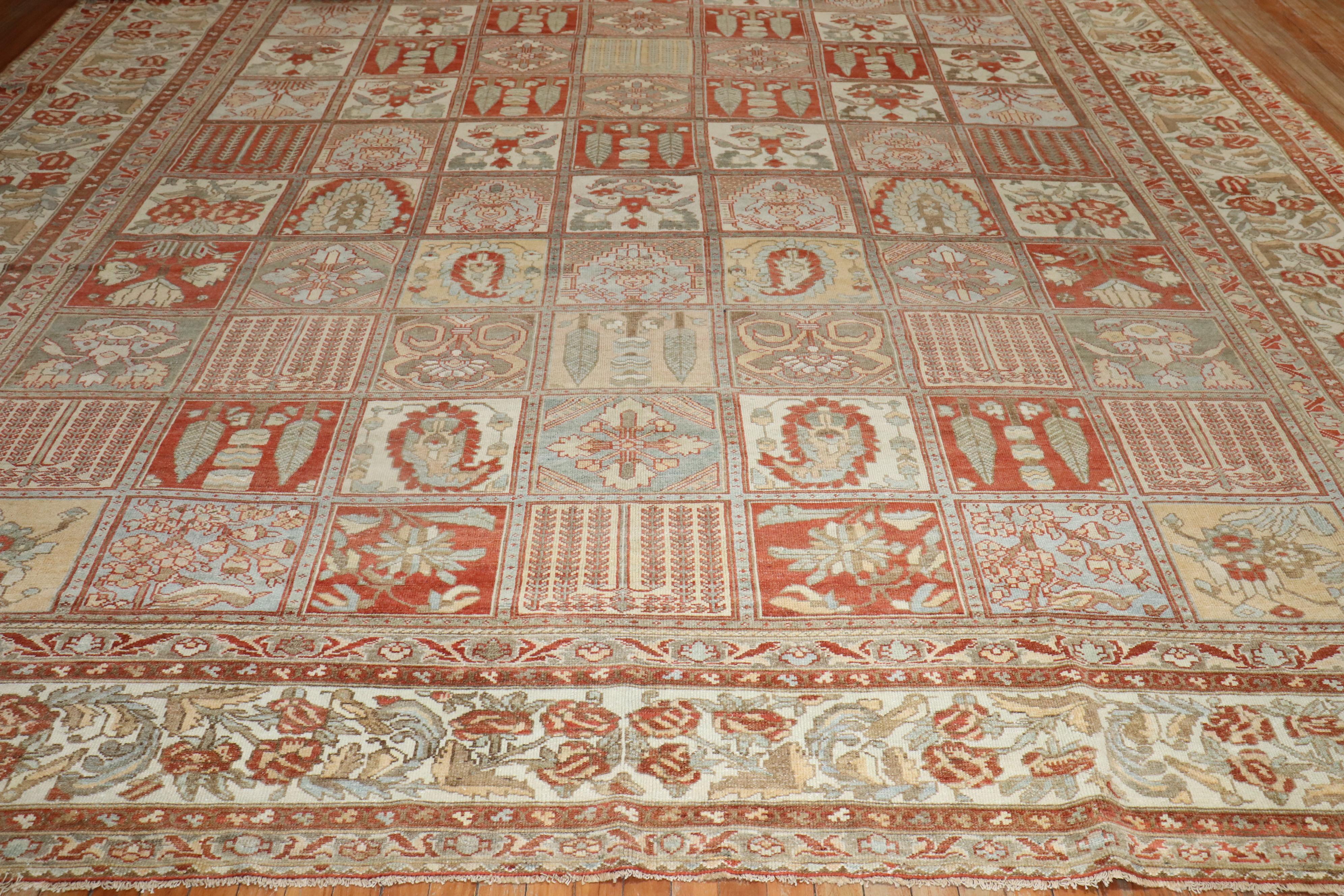 Wool Zabihi Collection Oversize Antique Garden Design Persian Bakhtiari Rug For Sale