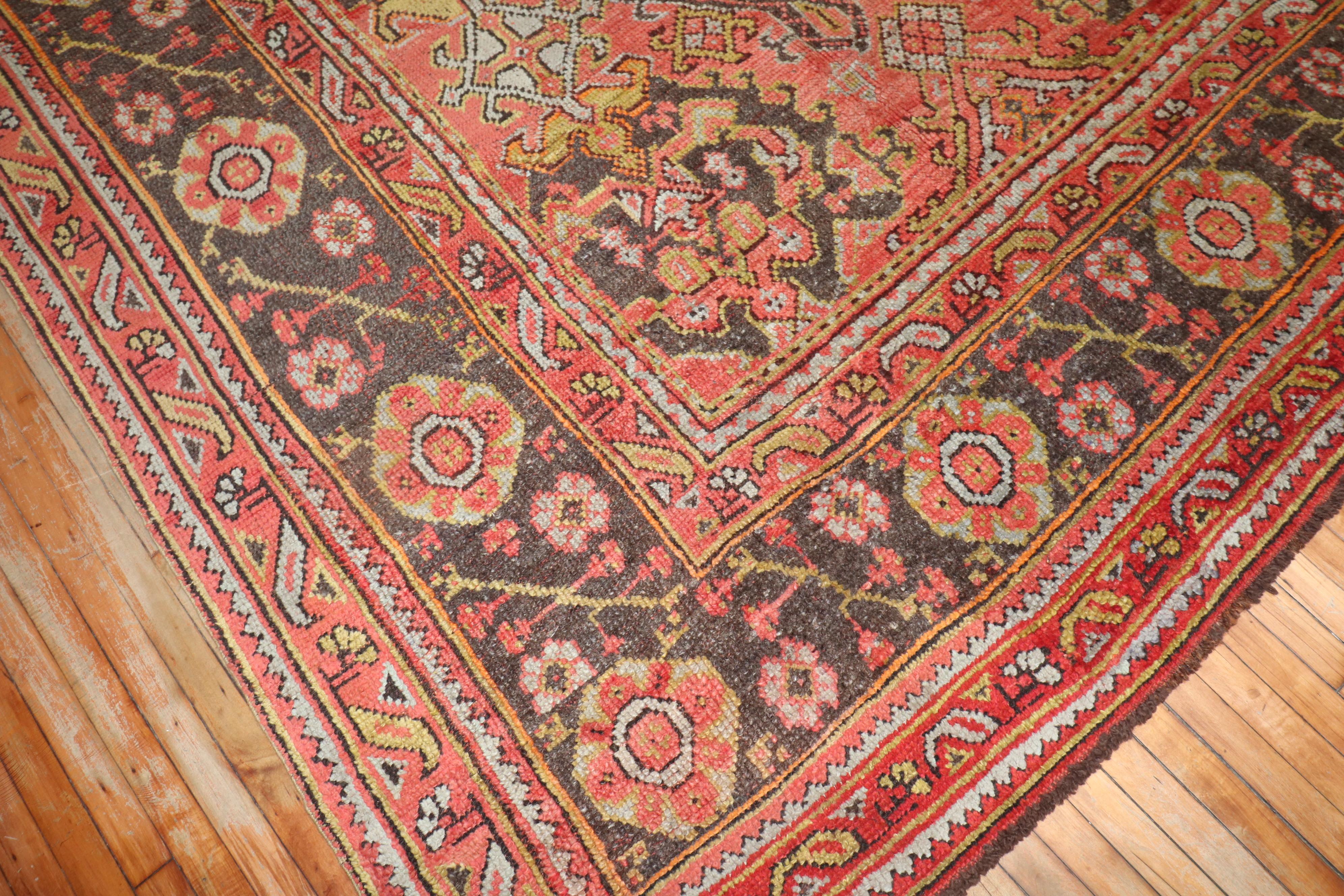 Hand-Woven Zabihi Collection Oversize Antique Oushak Rug For Sale