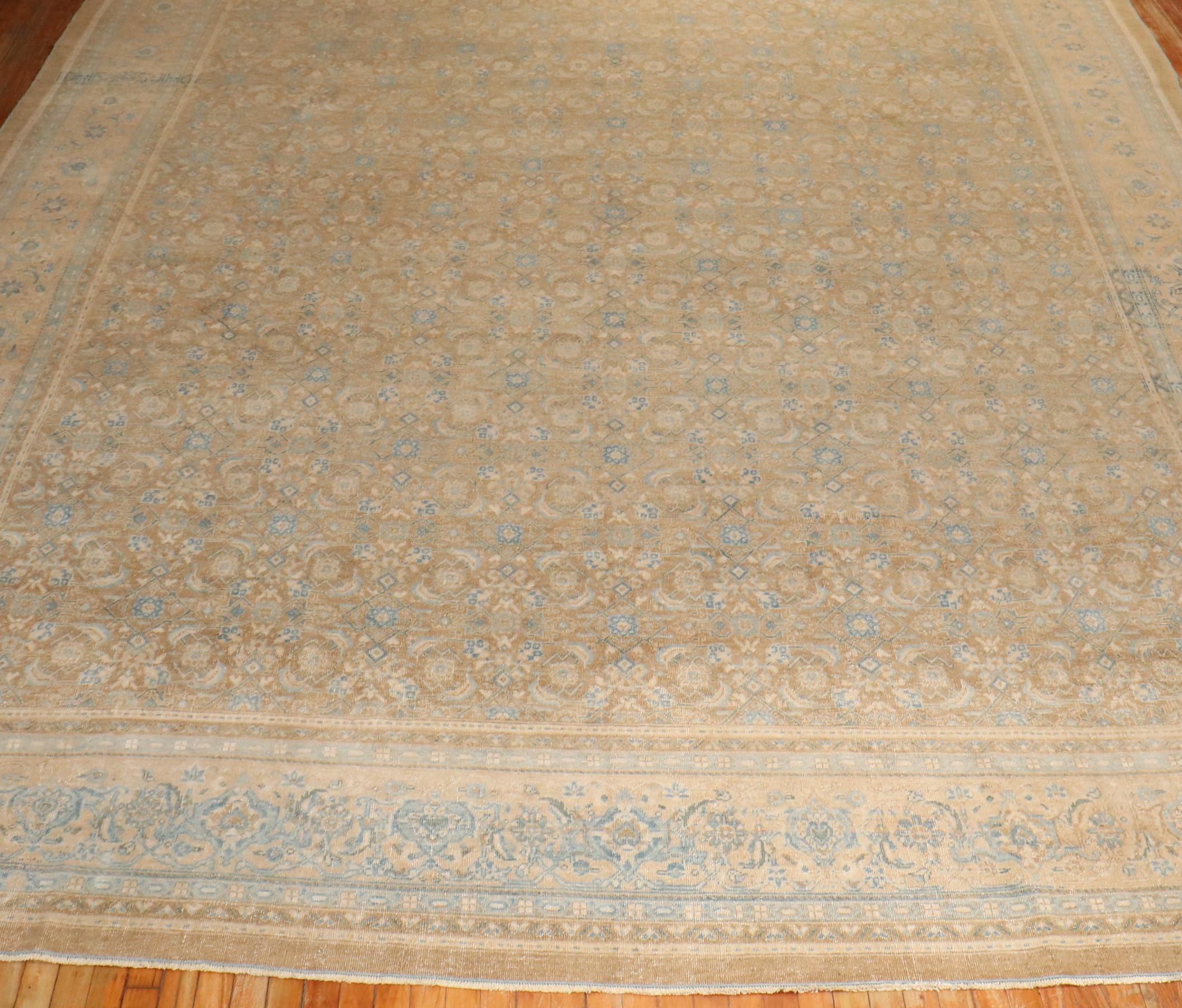Bauhaus Tappeto Zabihi Collection Oversize Antico Persiano Tabriz Marrone Blu in vendita
