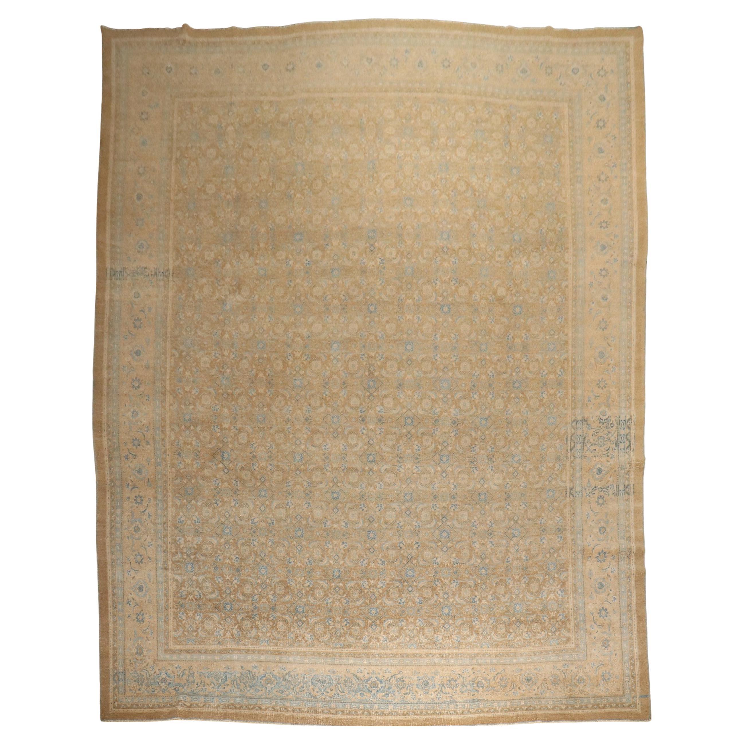 Tappeto Zabihi Collection Oversize Antico Persiano Tabriz Marrone Blu in vendita