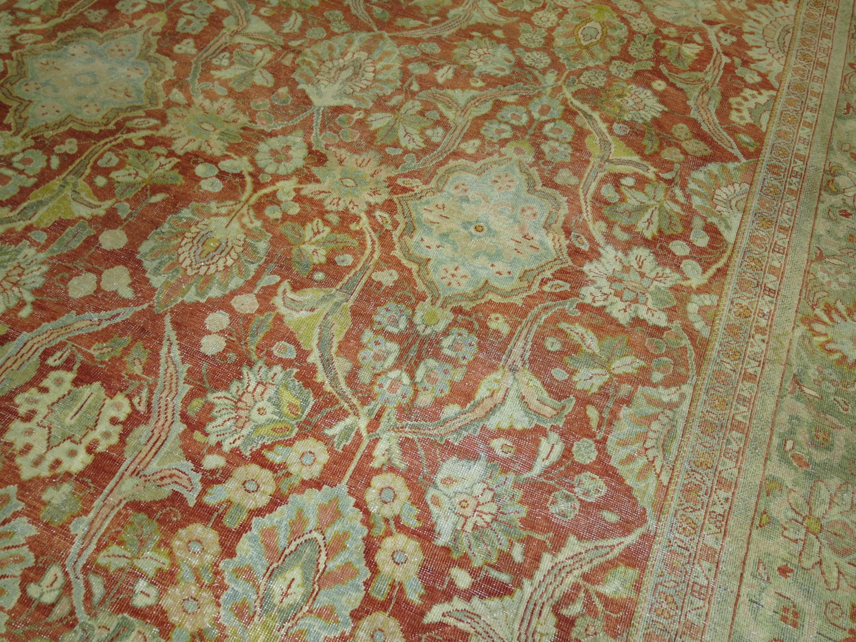 Zabihi Collection Oversize Antique Sultanabad Mahal Persian Carpet For Sale 9