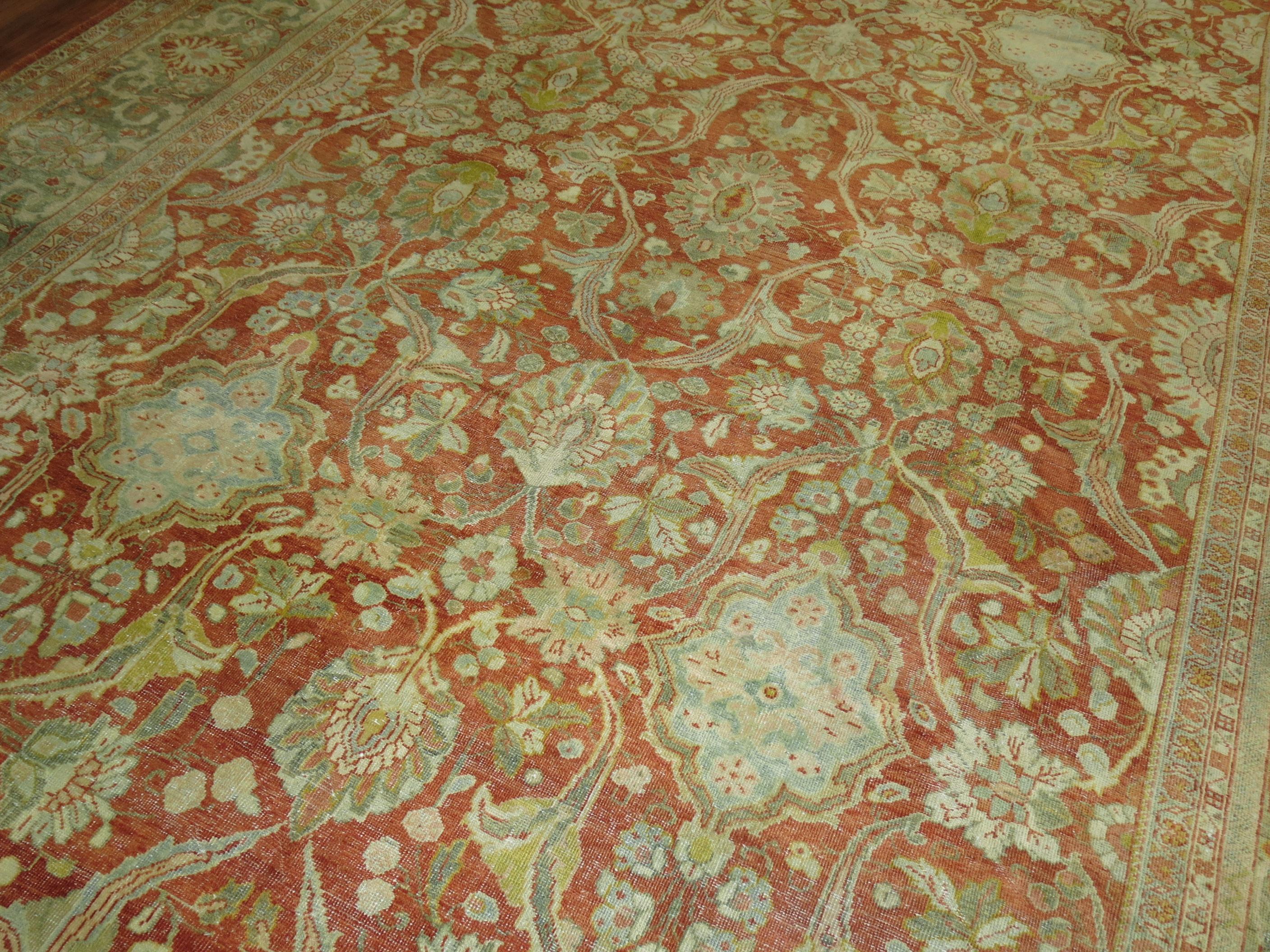 Hand-Woven Zabihi Collection Oversize Antique Sultanabad Mahal Persian Carpet For Sale