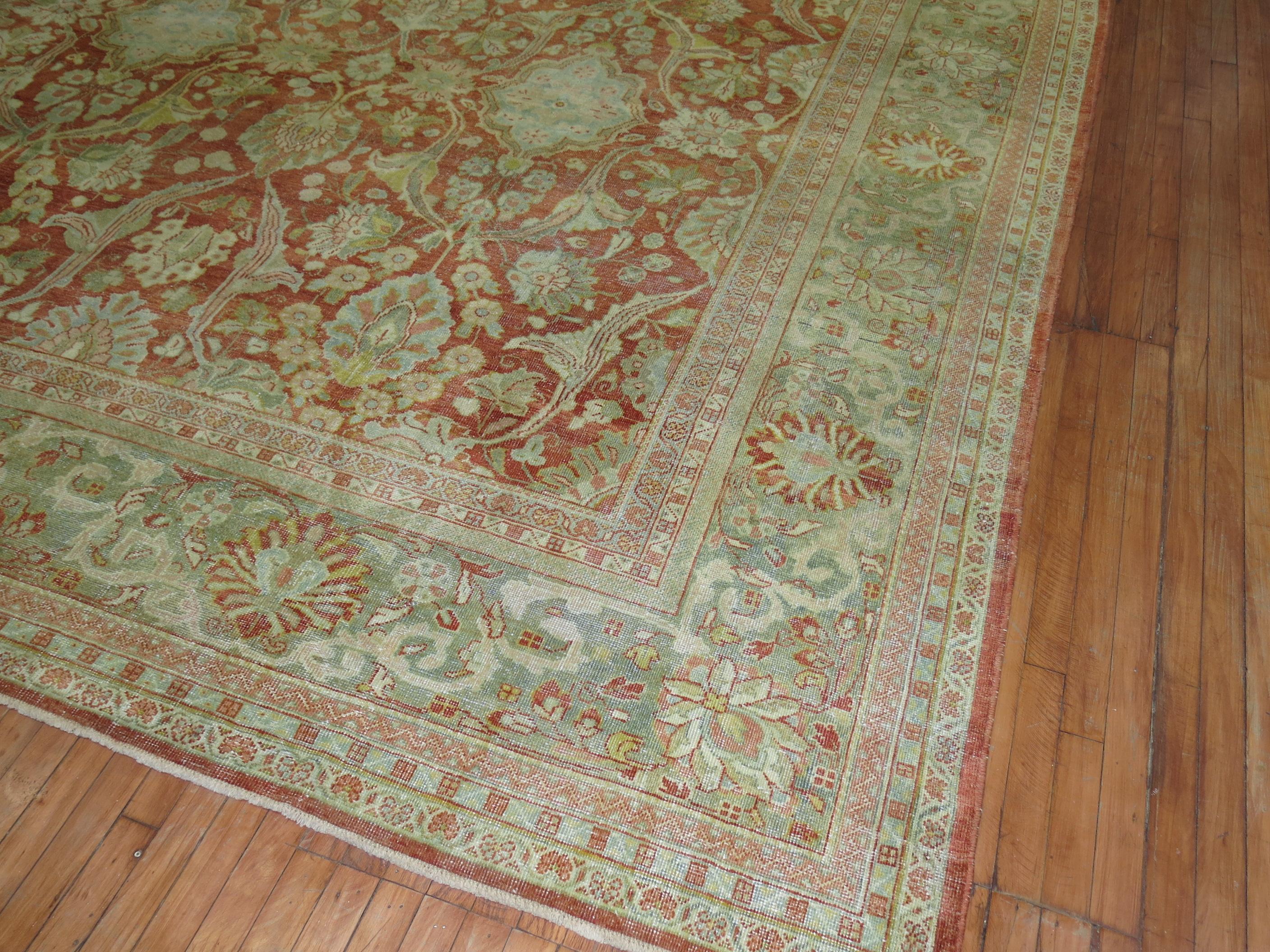 Zabihi Collection Oversize Antique Sultanabad Mahal Persian Carpet In Good Condition For Sale In New York, NY