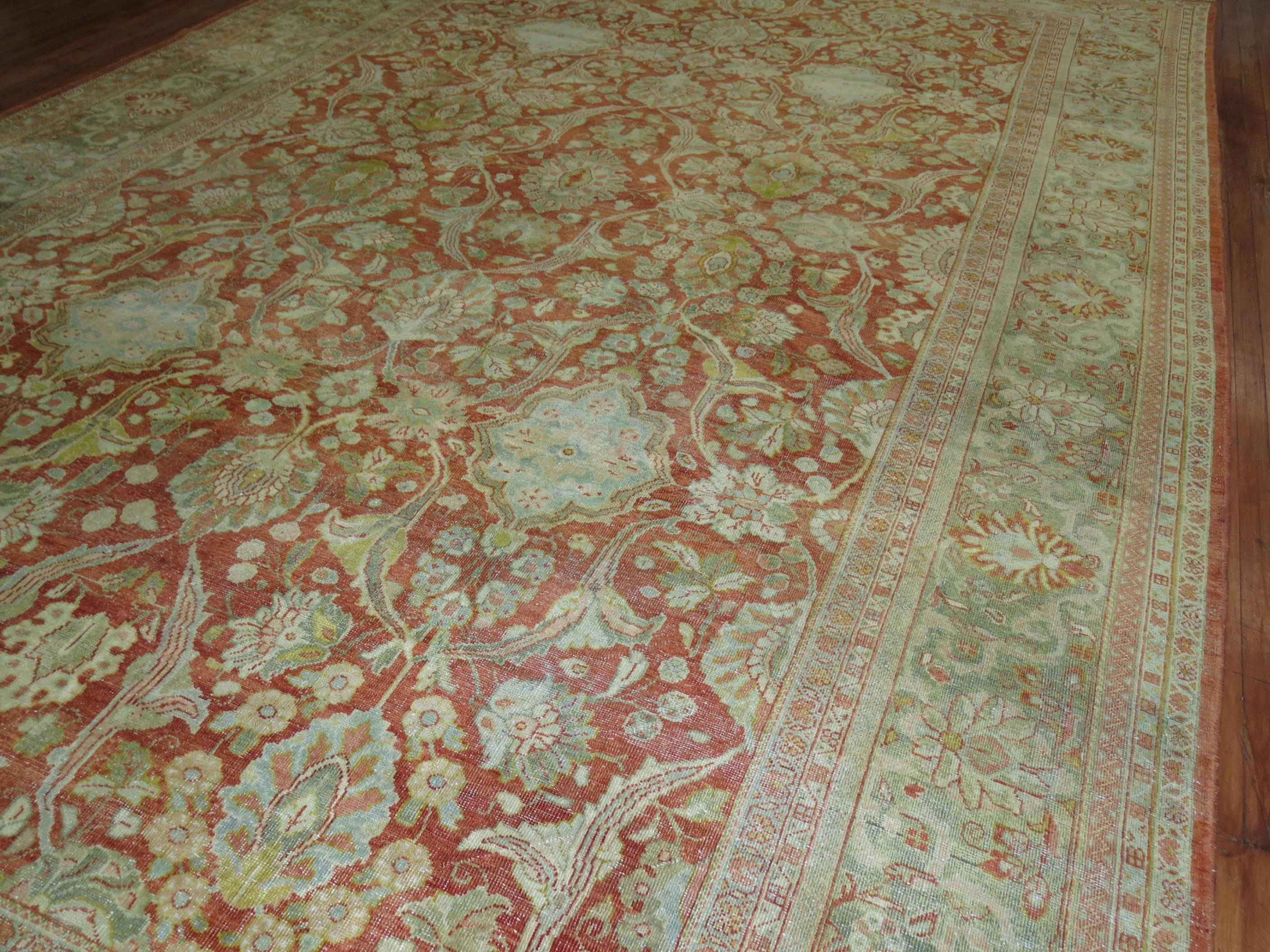 20th Century Zabihi Collection Oversize Antique Sultanabad Mahal Persian Carpet For Sale