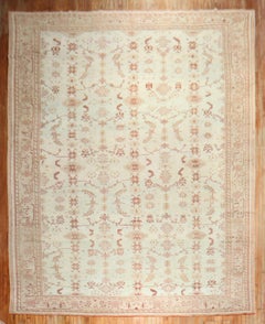 Zabihi Collection Oversize Antique Turkish Oushak Light Blue Decorative Rug