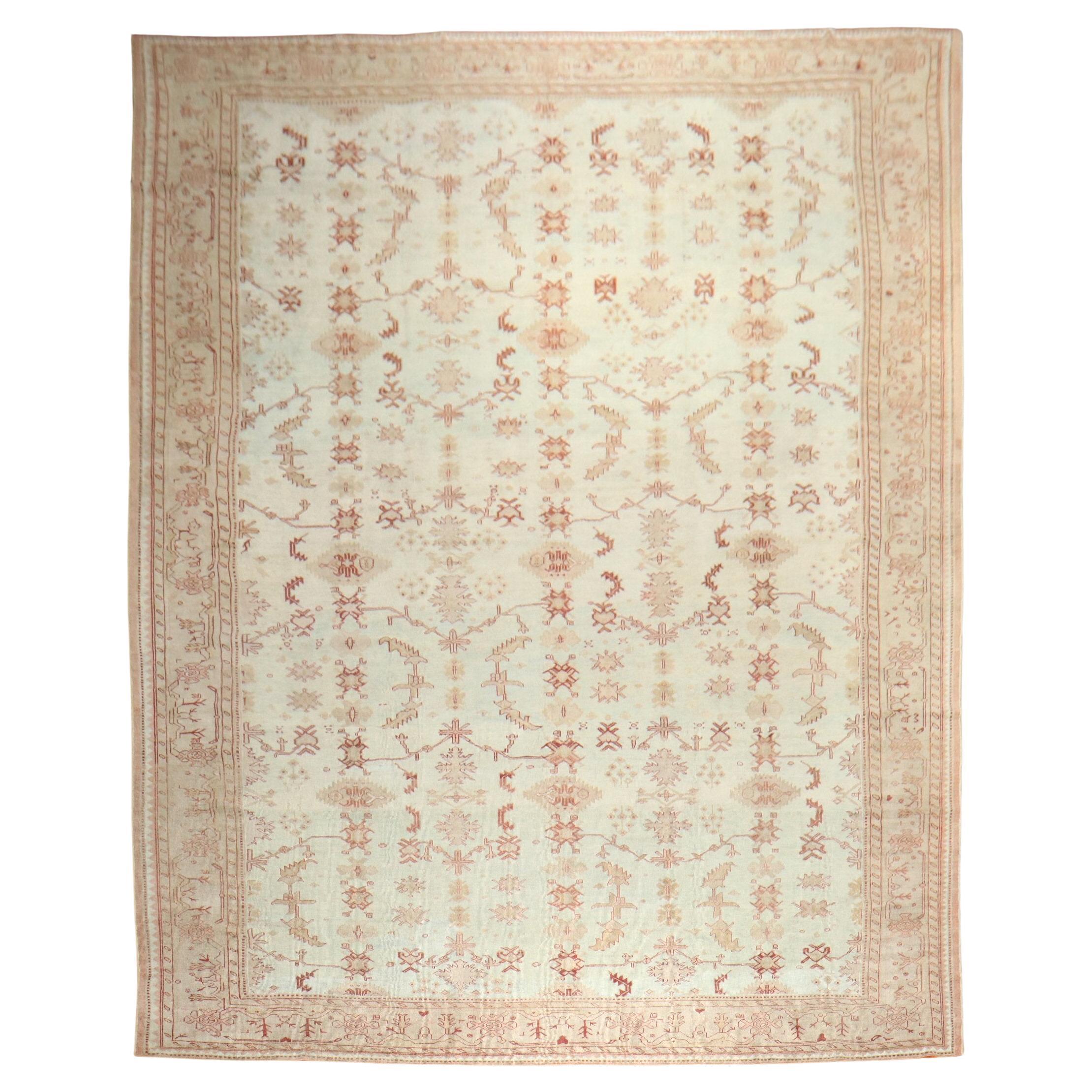 Colección Zabihi Alfombra Decorativa Oushak Turca Antigua Sobredimensionada Azul Claro
