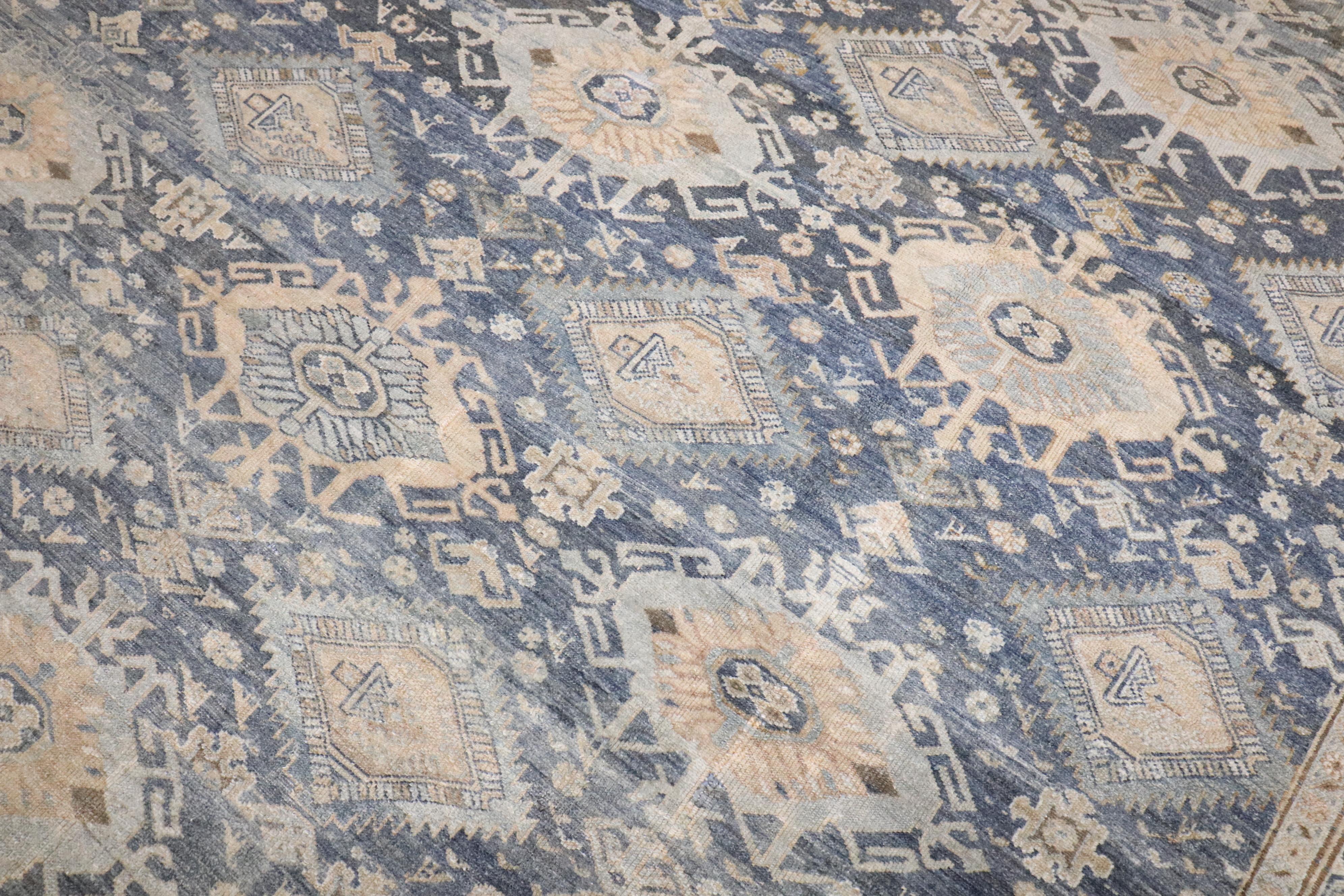 Zabihi Kollektion Oversize Geometrischer antiker persischer Malayer-Teppich in Übergröße (Wolle) im Angebot