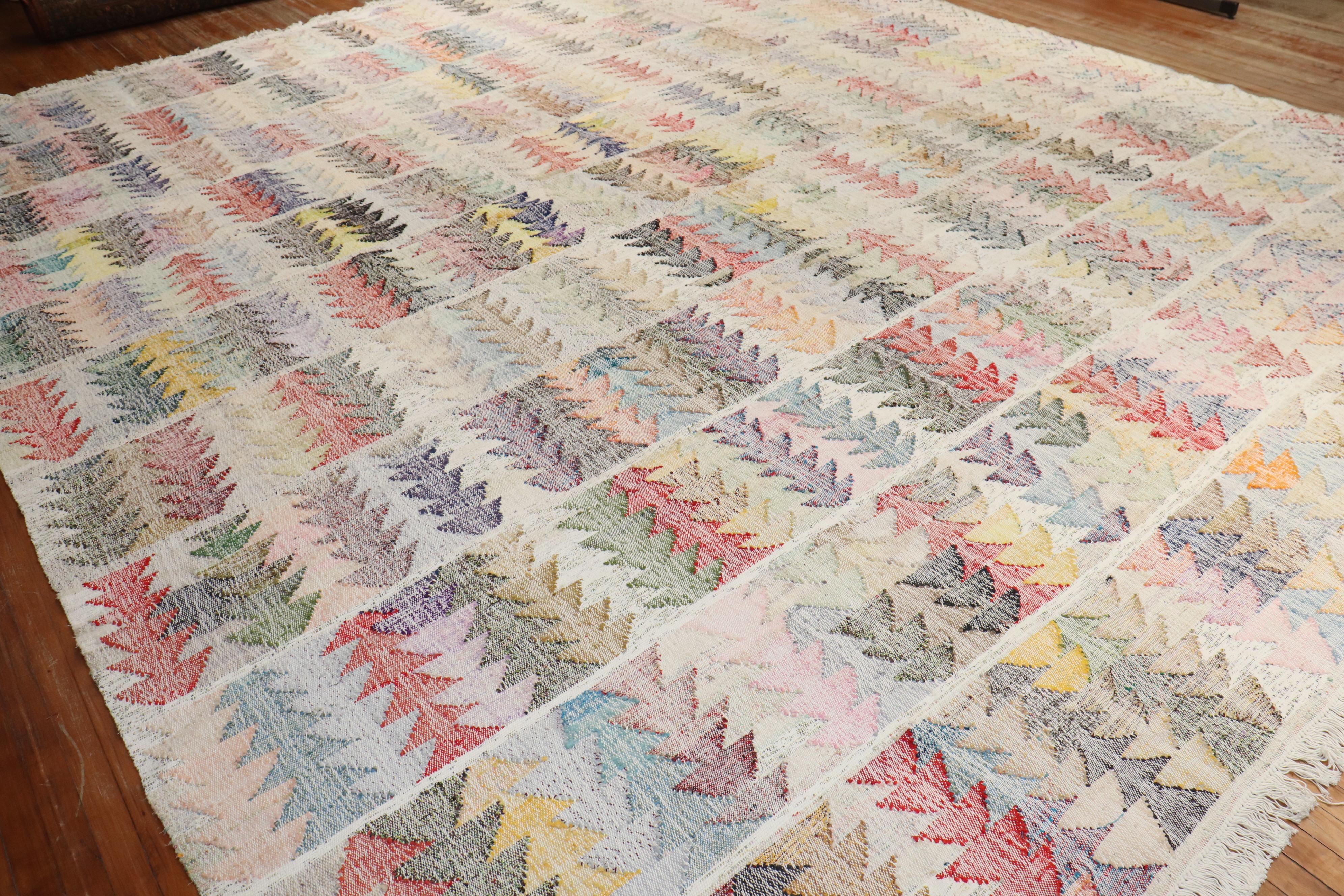 Kilim turc unique en coton et en laine, fabriqué à la main à la fin du 20e siècle

Détails
rug no.	10707
taille	13'3