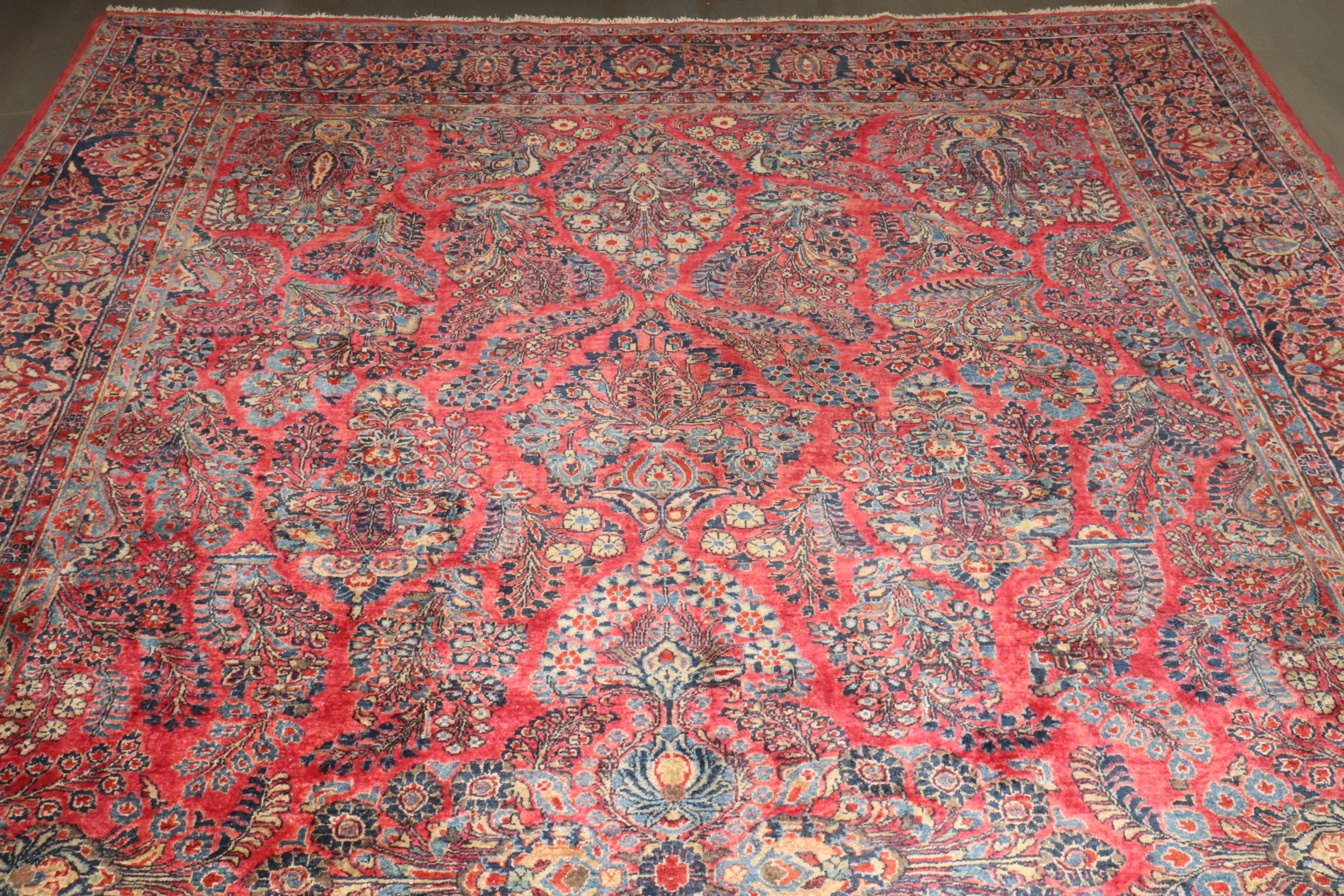 British Colonial Zabihi Collection Oversize Jewel Toned Traditional Persian Sarouk Rug For Sale
