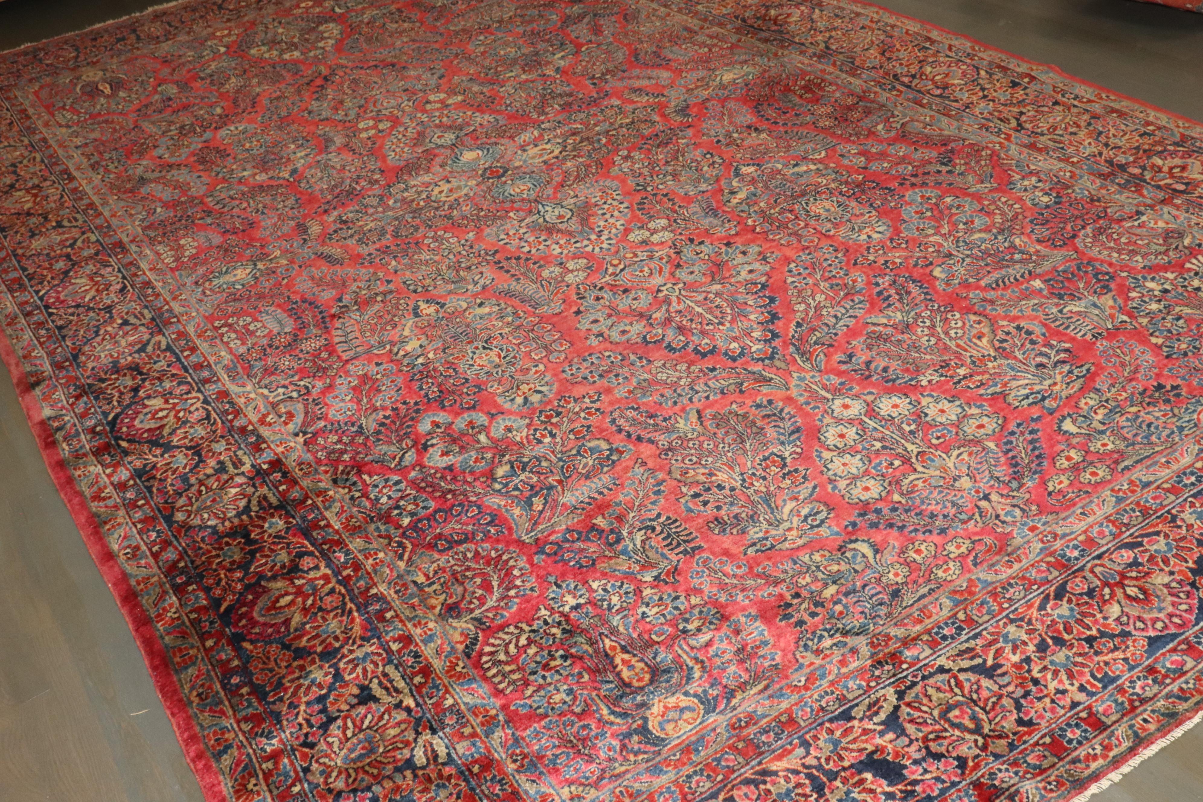Zabihi Collection Oversize Jewel Toned Traditional Persian Sarouk Rug In Good Condition For Sale In New York, NY
