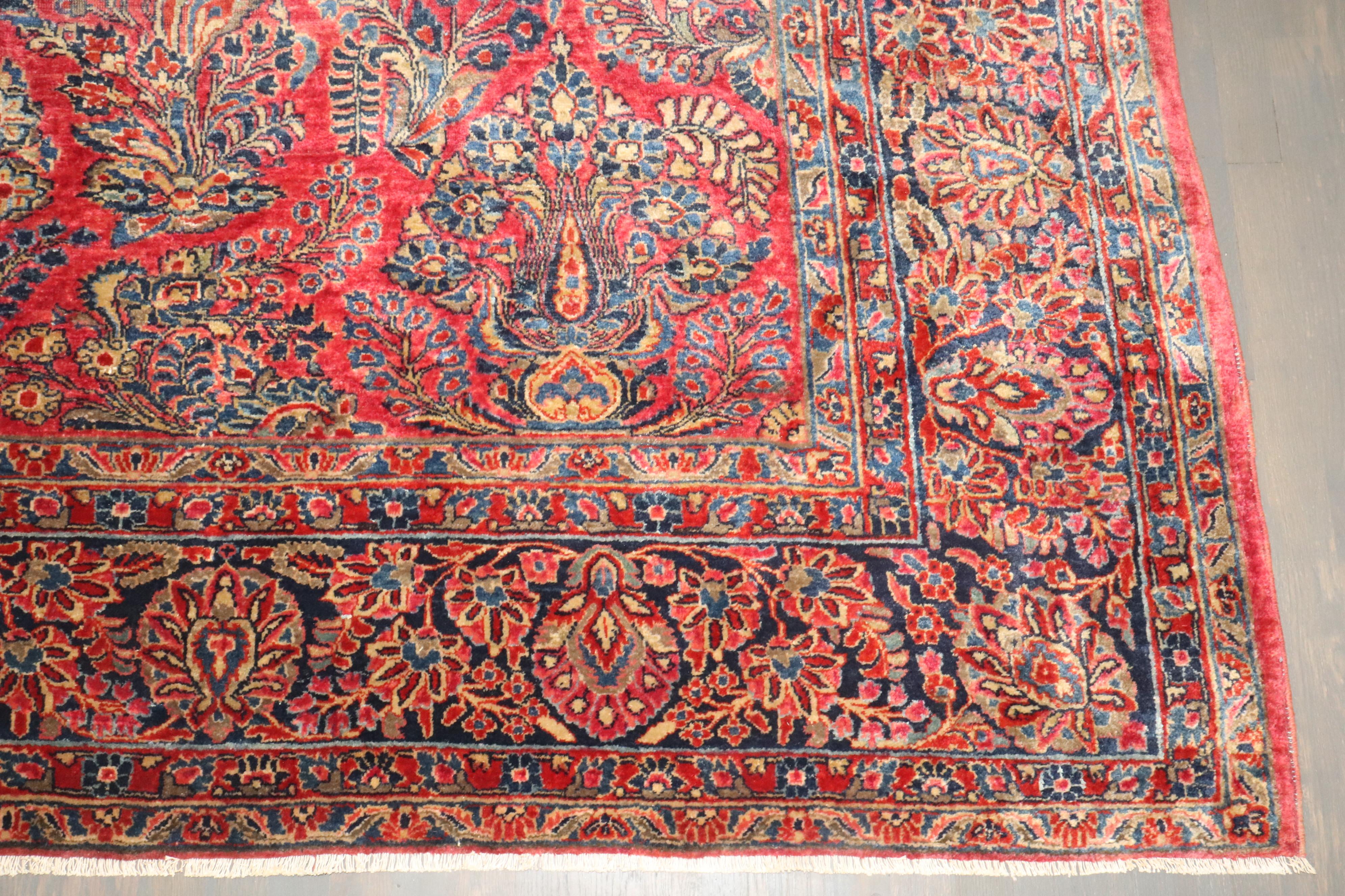 20th Century Zabihi Collection Oversize Jewel Toned Traditional Persian Sarouk Rug For Sale