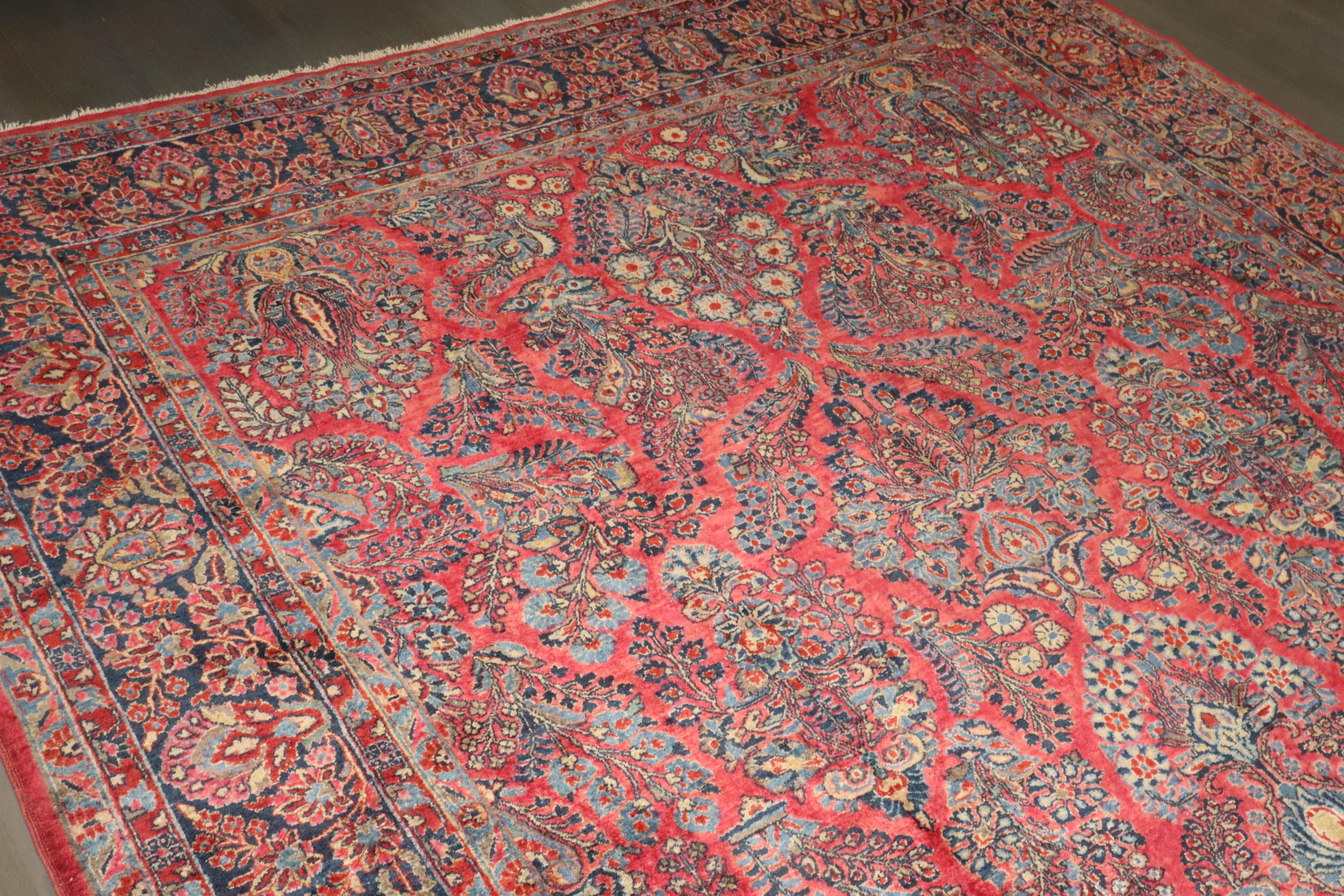 Wool Zabihi Collection Oversize Jewel Toned Traditional Persian Sarouk Rug For Sale