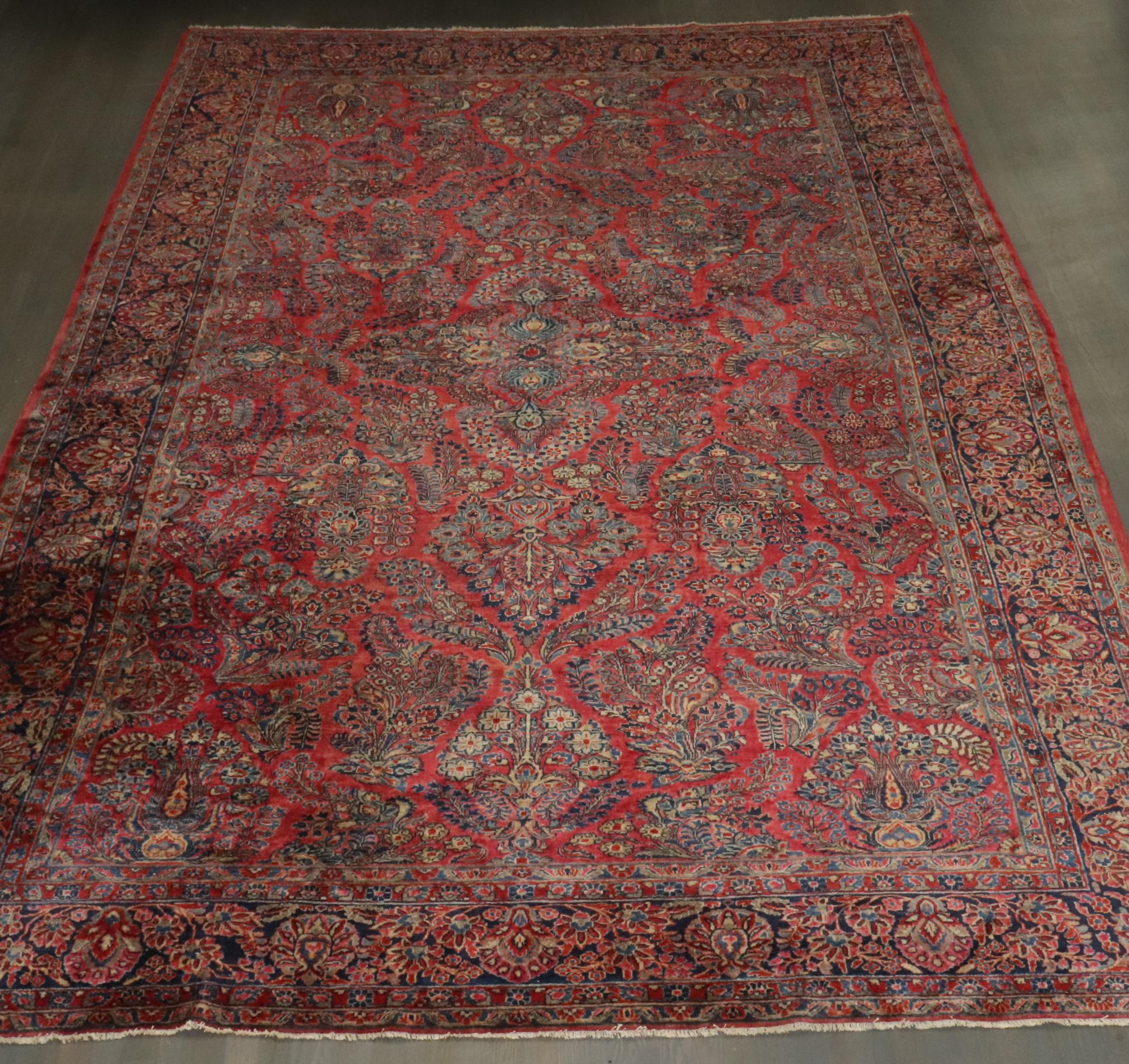 Zabihi Collection Oversize Jewel Toned Traditional Persian Sarouk Rug For Sale 1