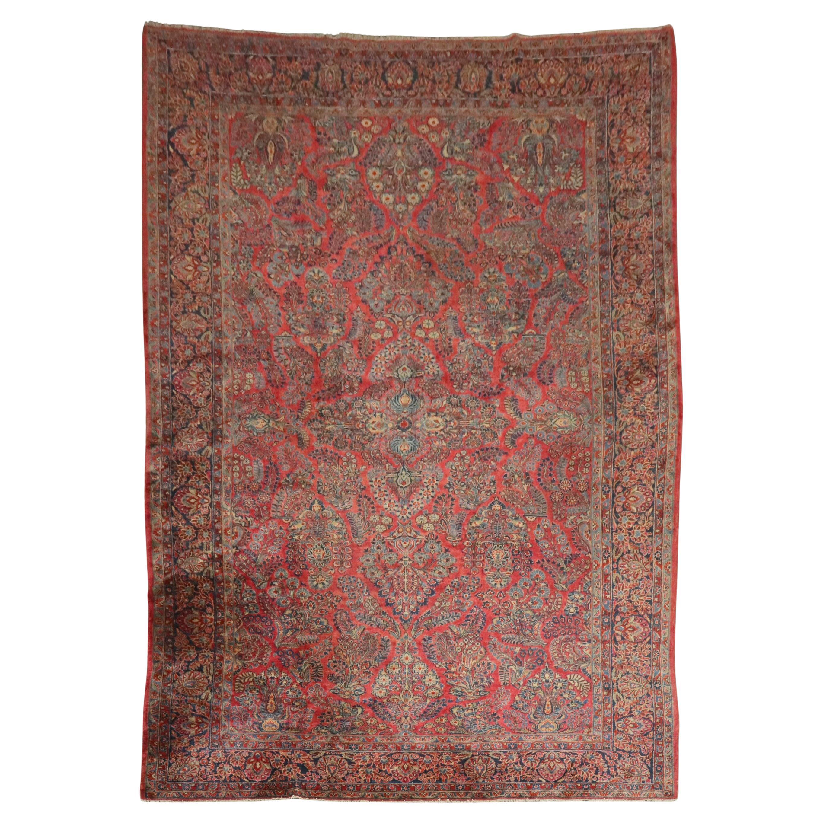 Zabihi Collection Oversize Jewel Toned Traditional Persian Sarouk Rug For Sale
