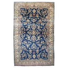 Zabihi Collection Oversize Manchester Wool Navy Persian Sarouk Rug