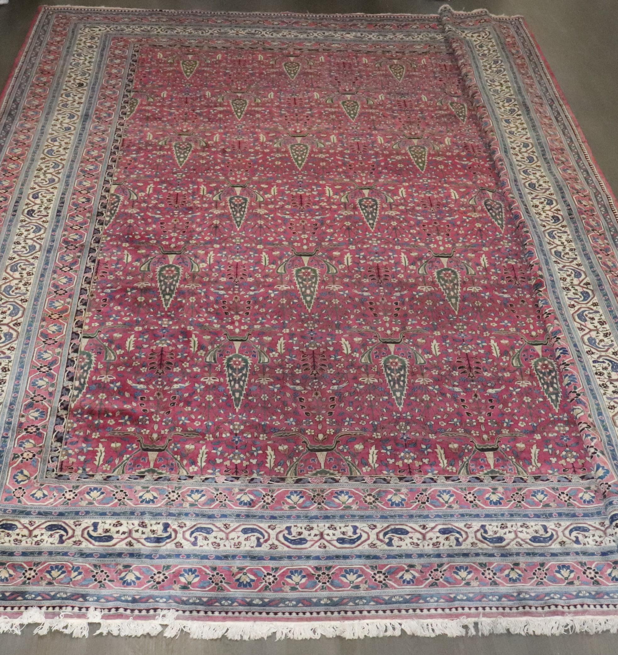 Zabihi Collection Oversize Plum Color Indian Antique Carpet For Sale 9