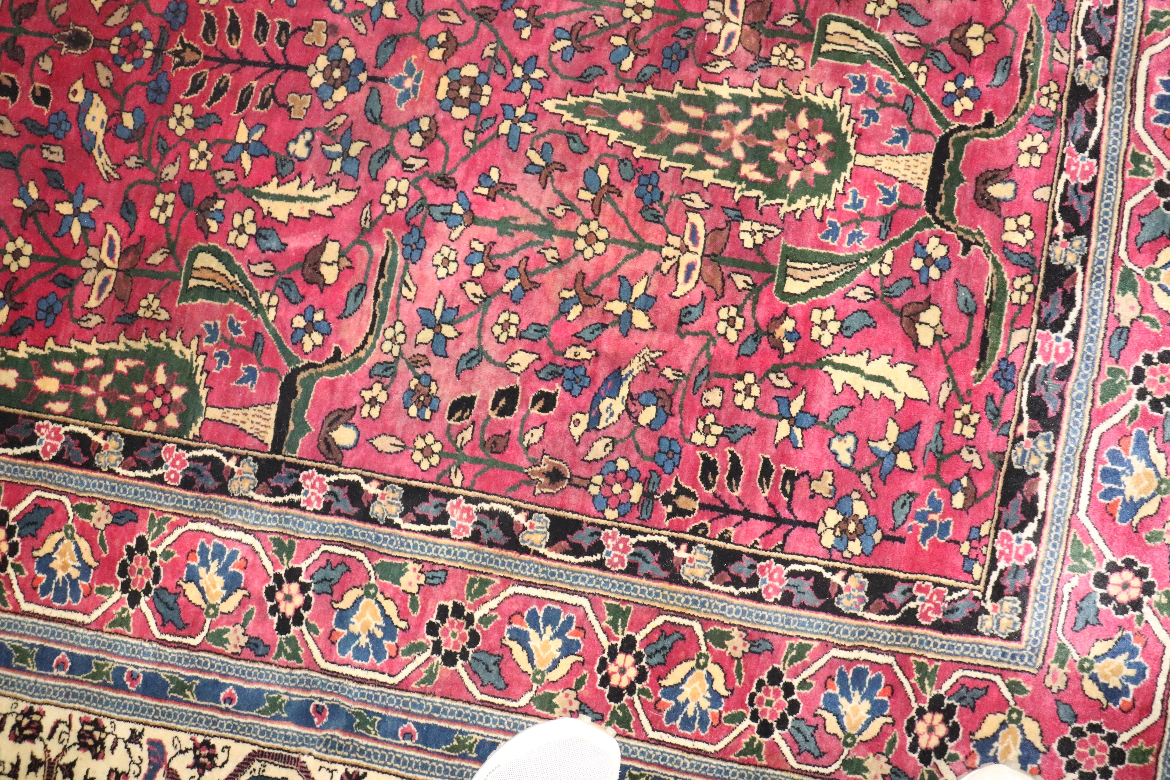 Persian Zabihi Collection Oversize Plum Color Indian Antique Carpet For Sale