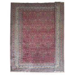 Zabihi Collection Oversize Plum Color Indian Antique Carpet