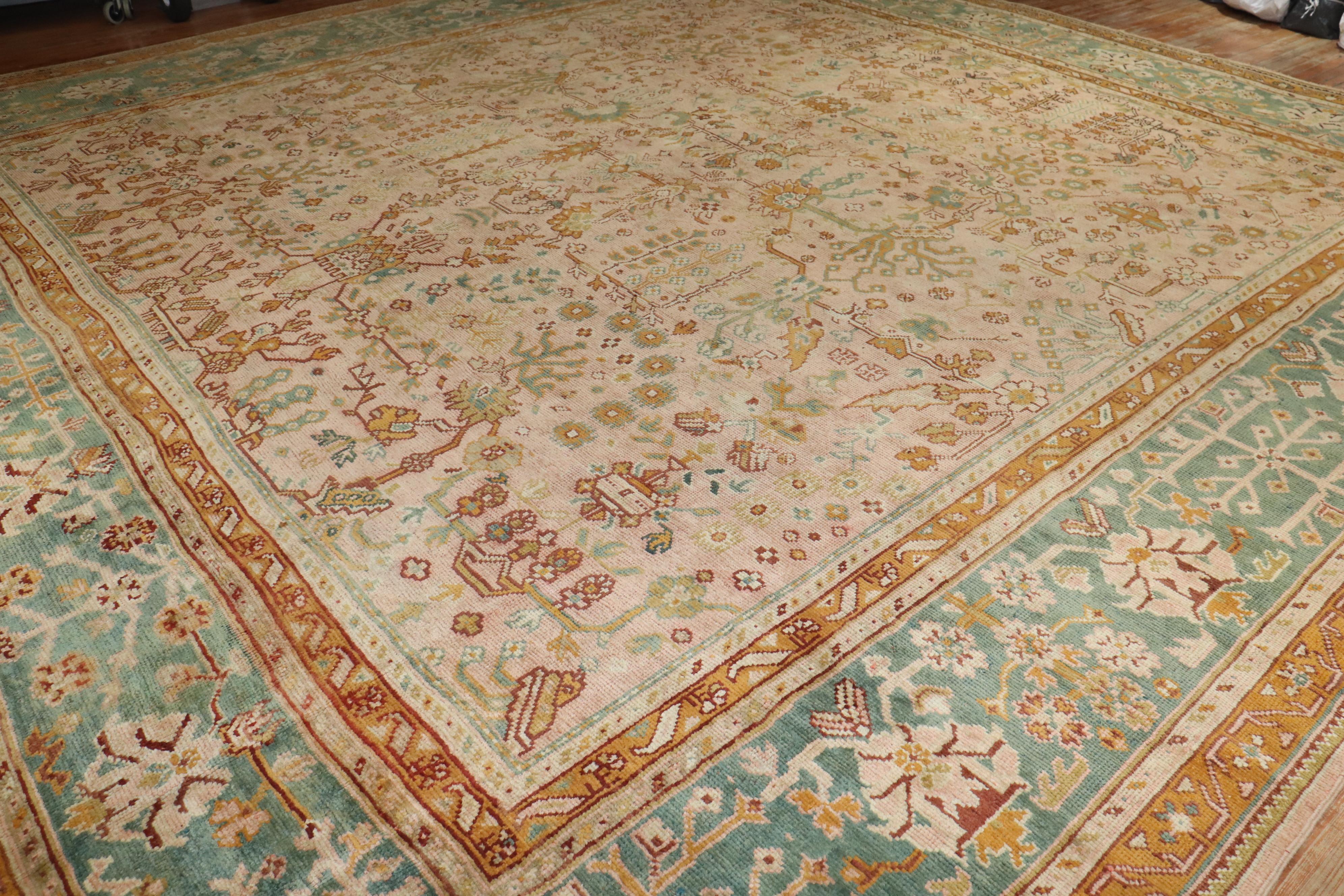 Zabihi Collection Oversize Square Turkish Oushak Rug In Good Condition For Sale In New York, NY