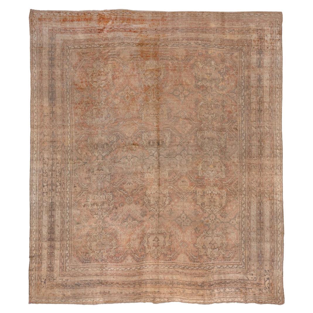 Zabihi Collection Oversize Square Türkisch Oushak Lachs Pfirsich Farbe Teppich