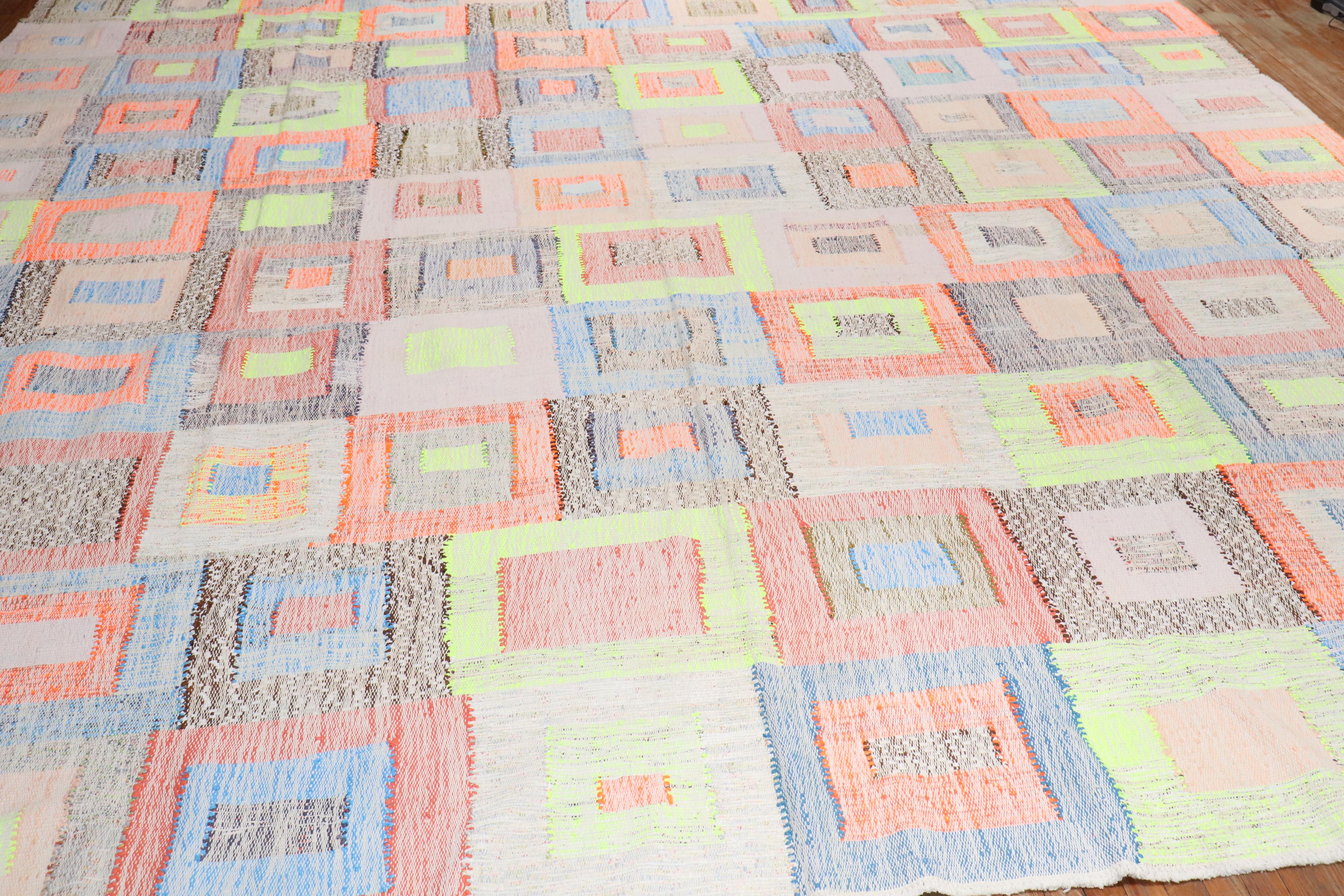 Zabihi Collection Oversize Vintage Inspired Turkish Kilim  For Sale 4