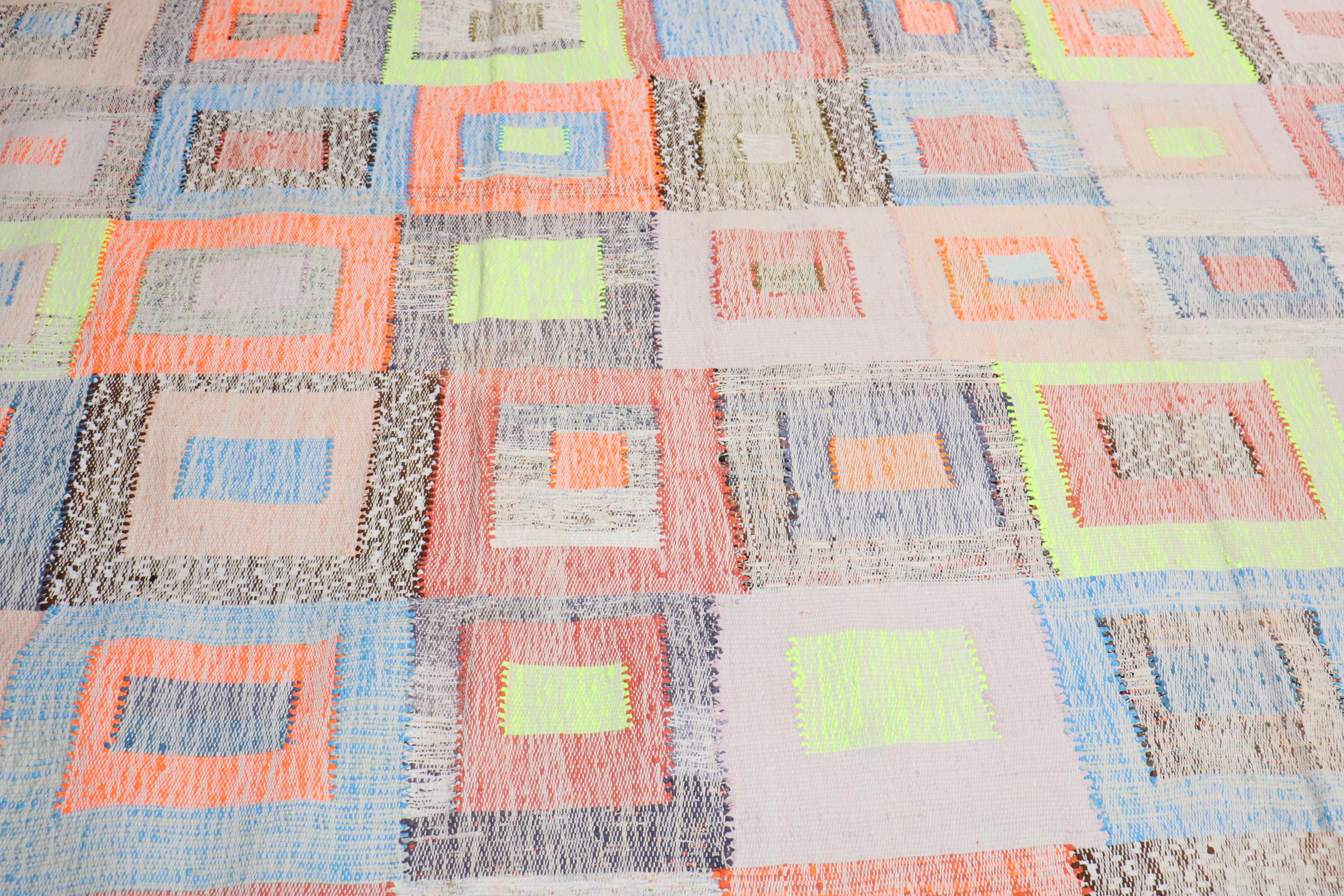 Hand-Knotted Zabihi Collection Oversize Vintage Inspired Turkish Kilim  For Sale