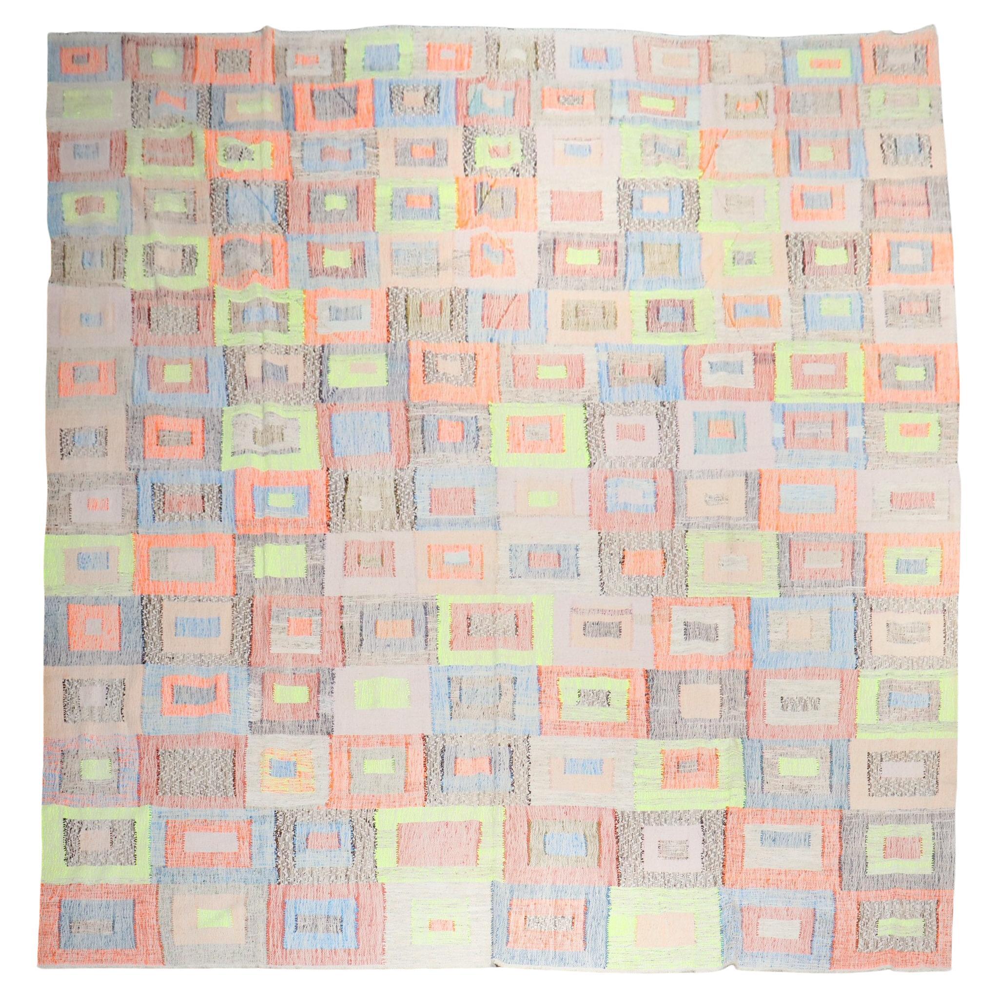 Zabihi Collection Oversize Vintage Inspired Turkish Kilim  For Sale