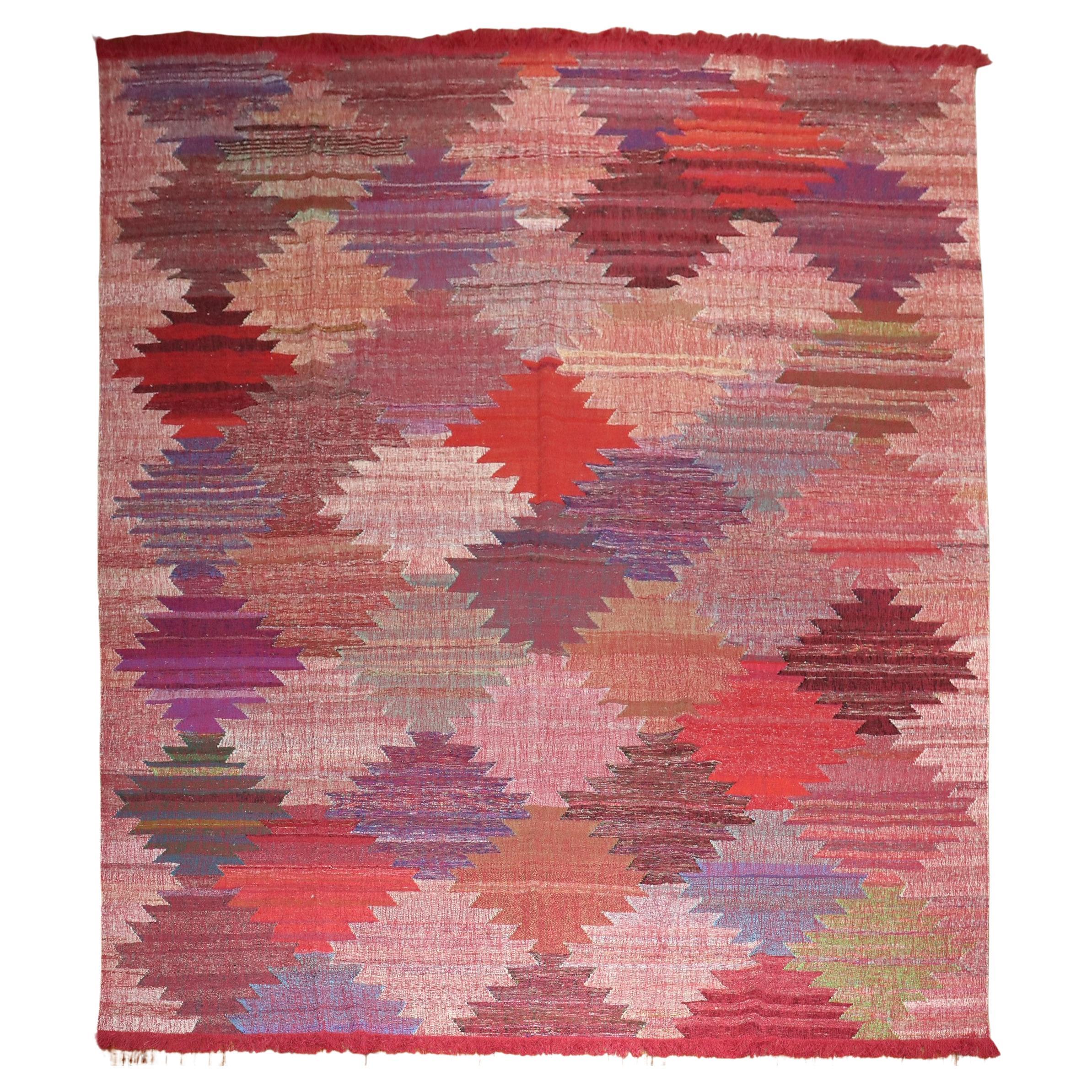 Zabihi Collection Oversize Vintage Swedish Inspired Turkish Kilim 