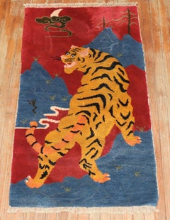 Zabihi Collection Pair of Tiger Tibetan Rugs
