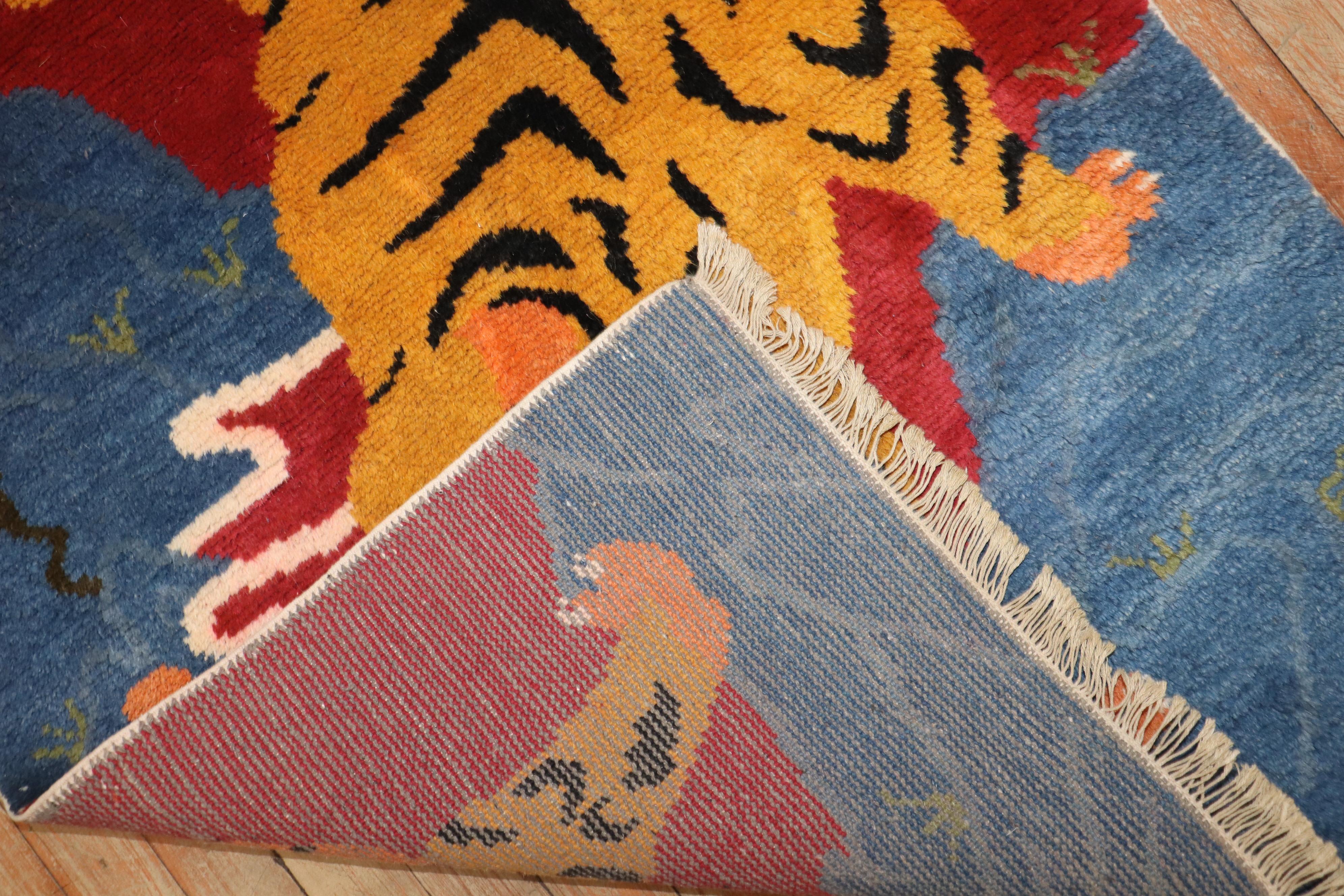 Tibetano Zabihi Collection Coppia di tappeti tibetani Tiger in vendita