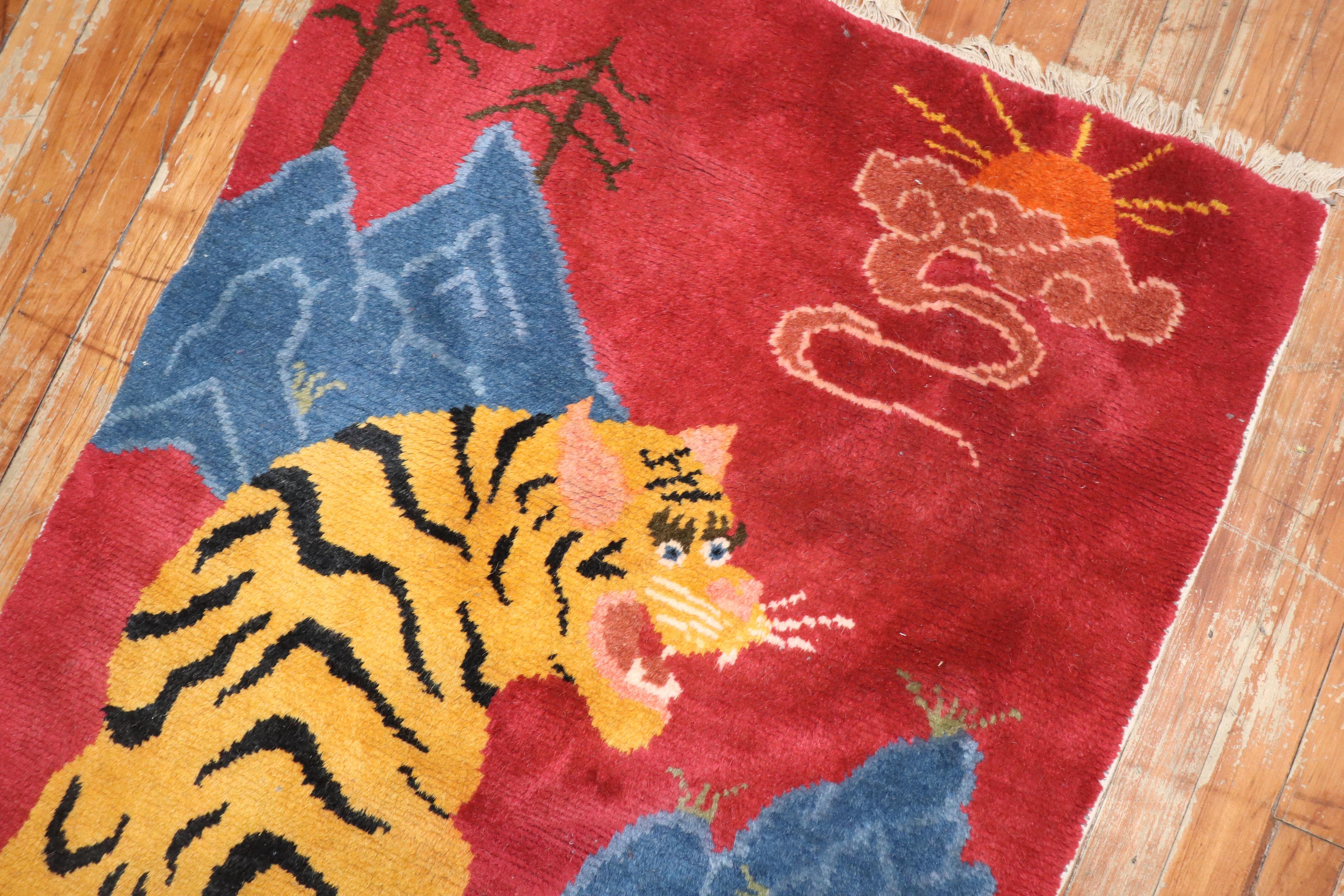 Zabihi Collection Paid of Tiger Tibetan Rugs For Sale 2